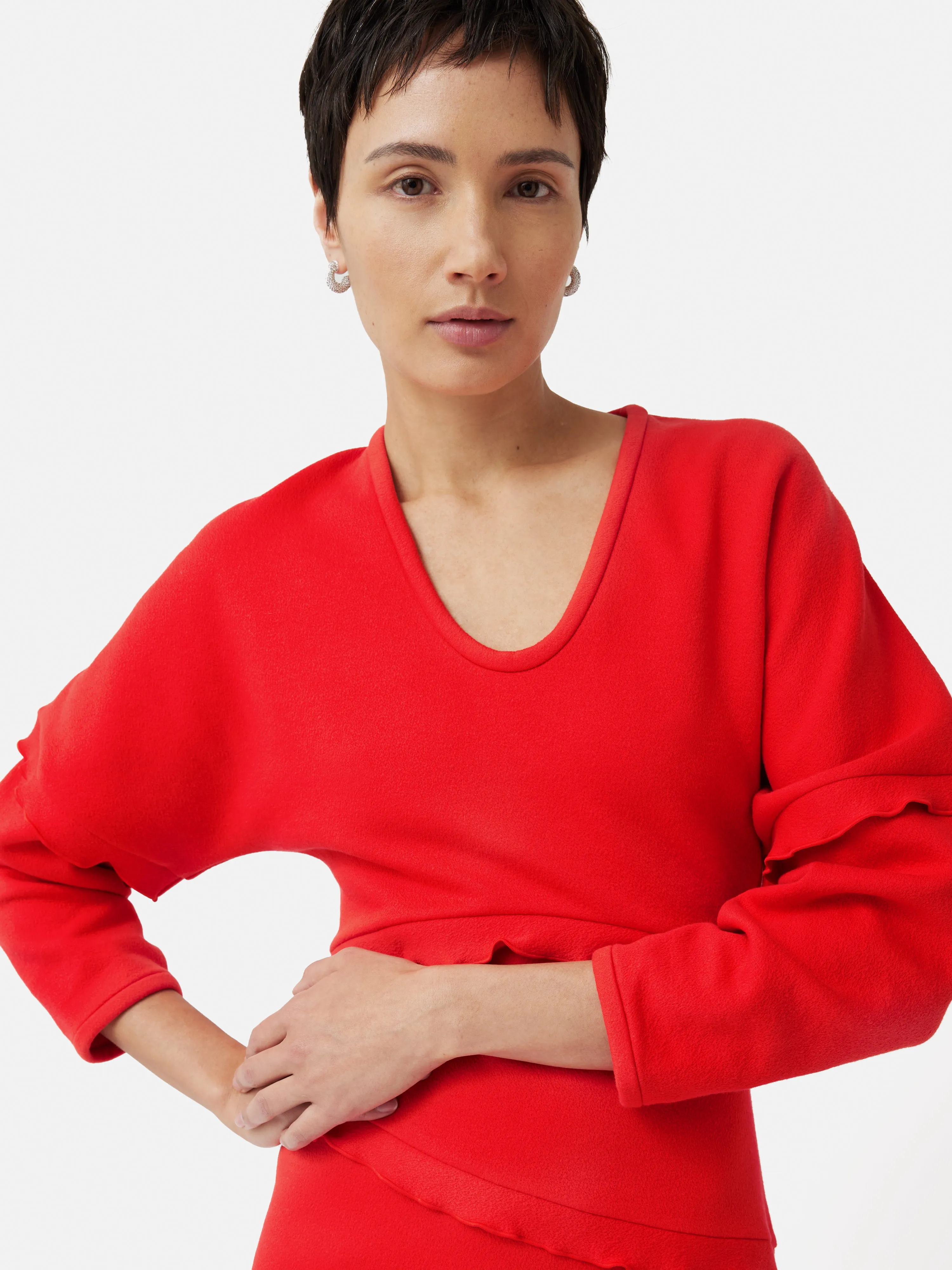 Crepe Scoop Neck Dress | Red sold by Jigsaw product image thumbnail 3