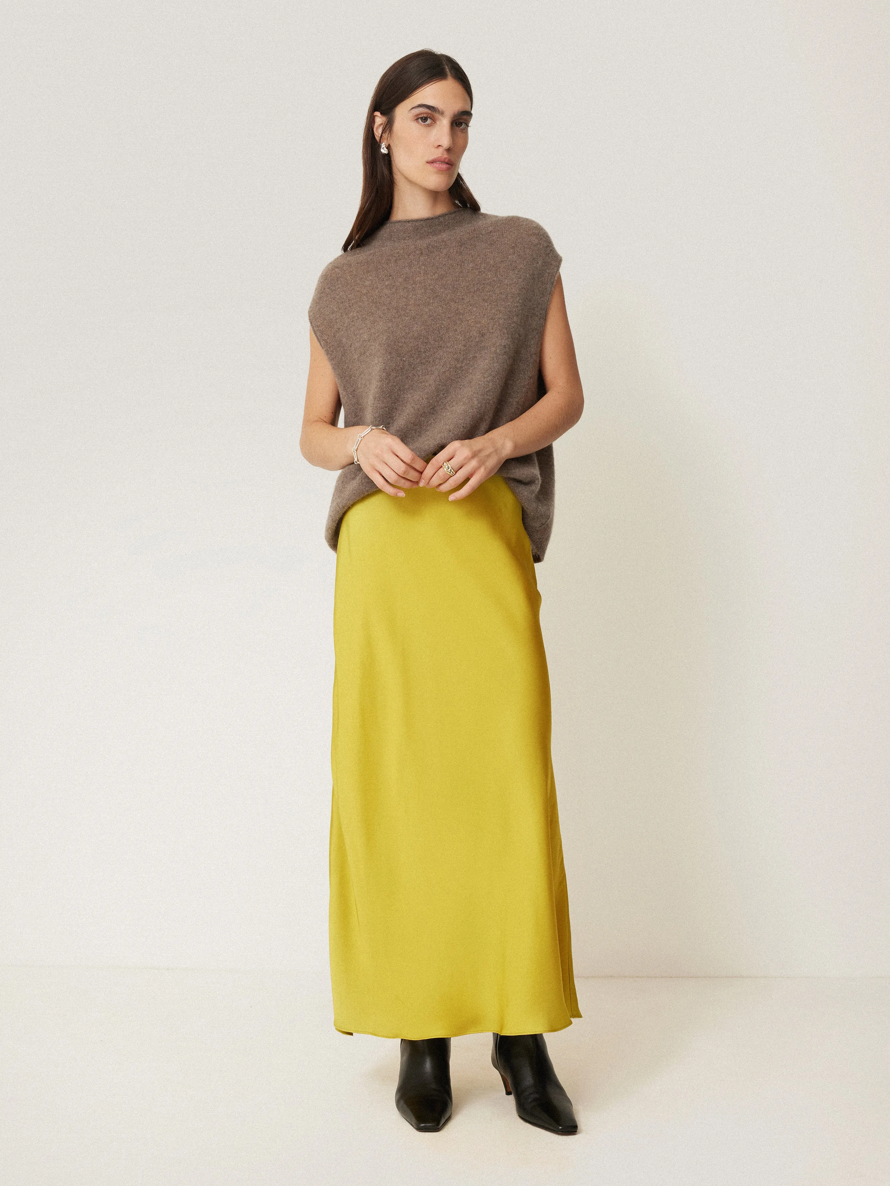 Satin Bias Maxi Skirt | Yellow sold by Jigsaw product image thumbnail 3