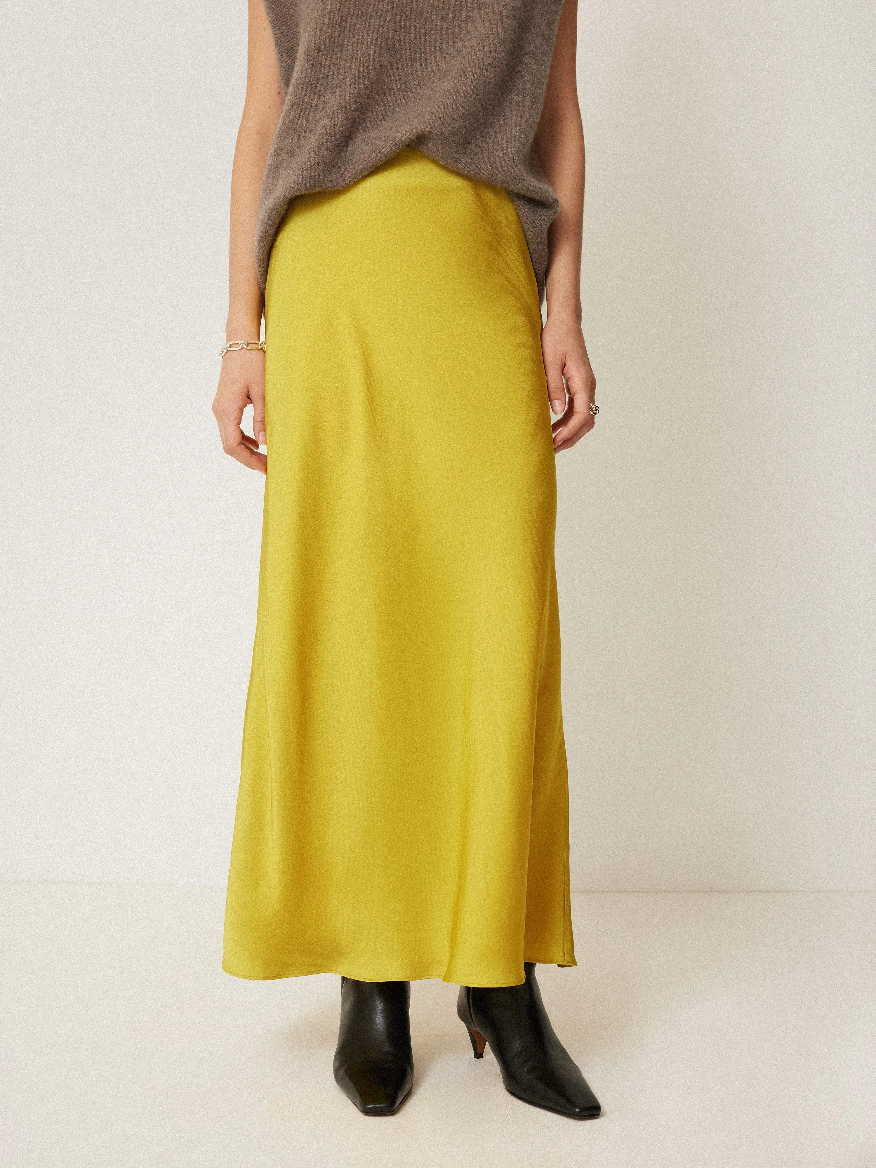 Satin Bias Maxi Skirt | Yellow sold by Jigsaw