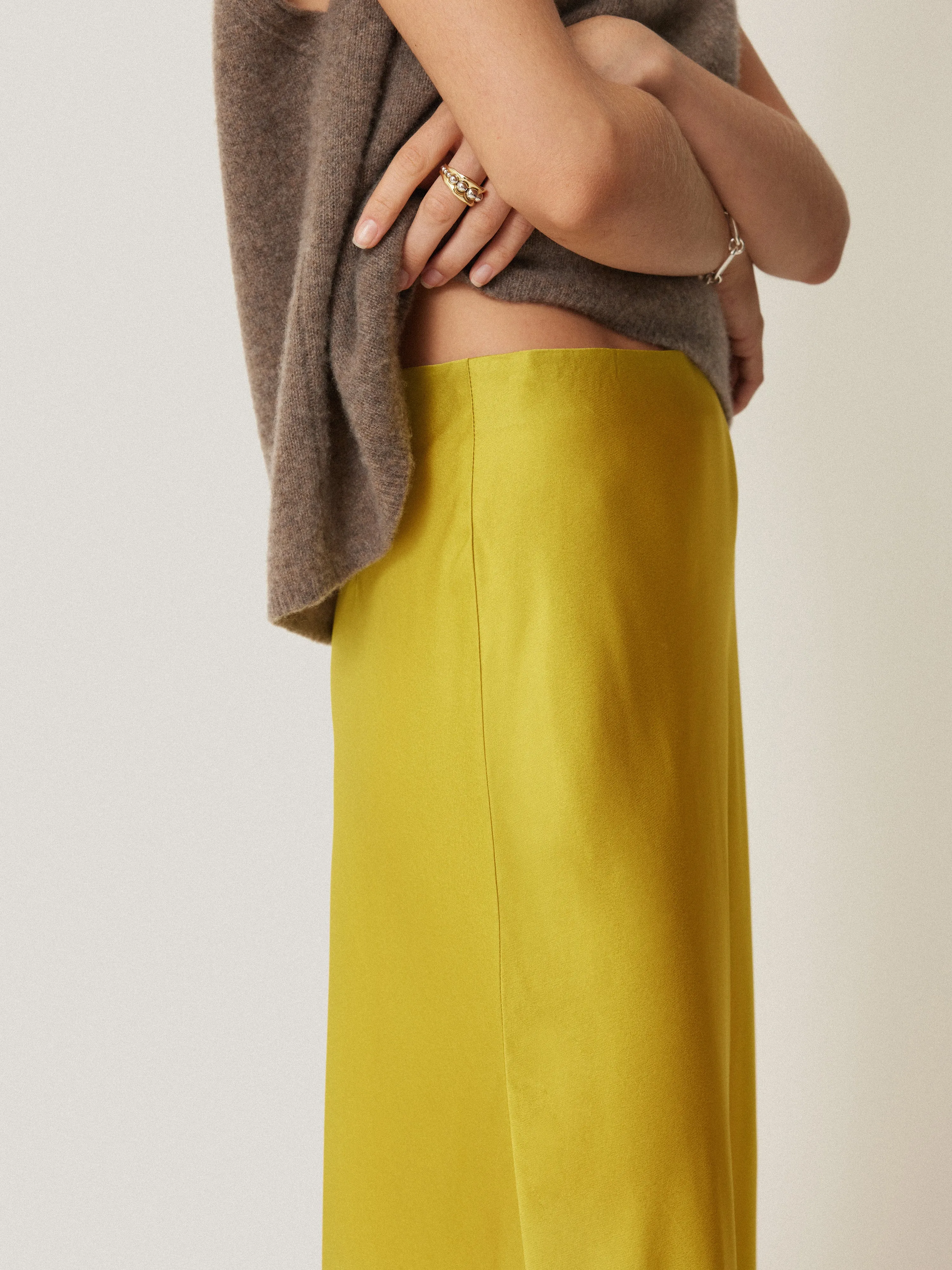 Satin Bias Maxi Skirt | Yellow sold by Jigsaw product image thumbnail 2