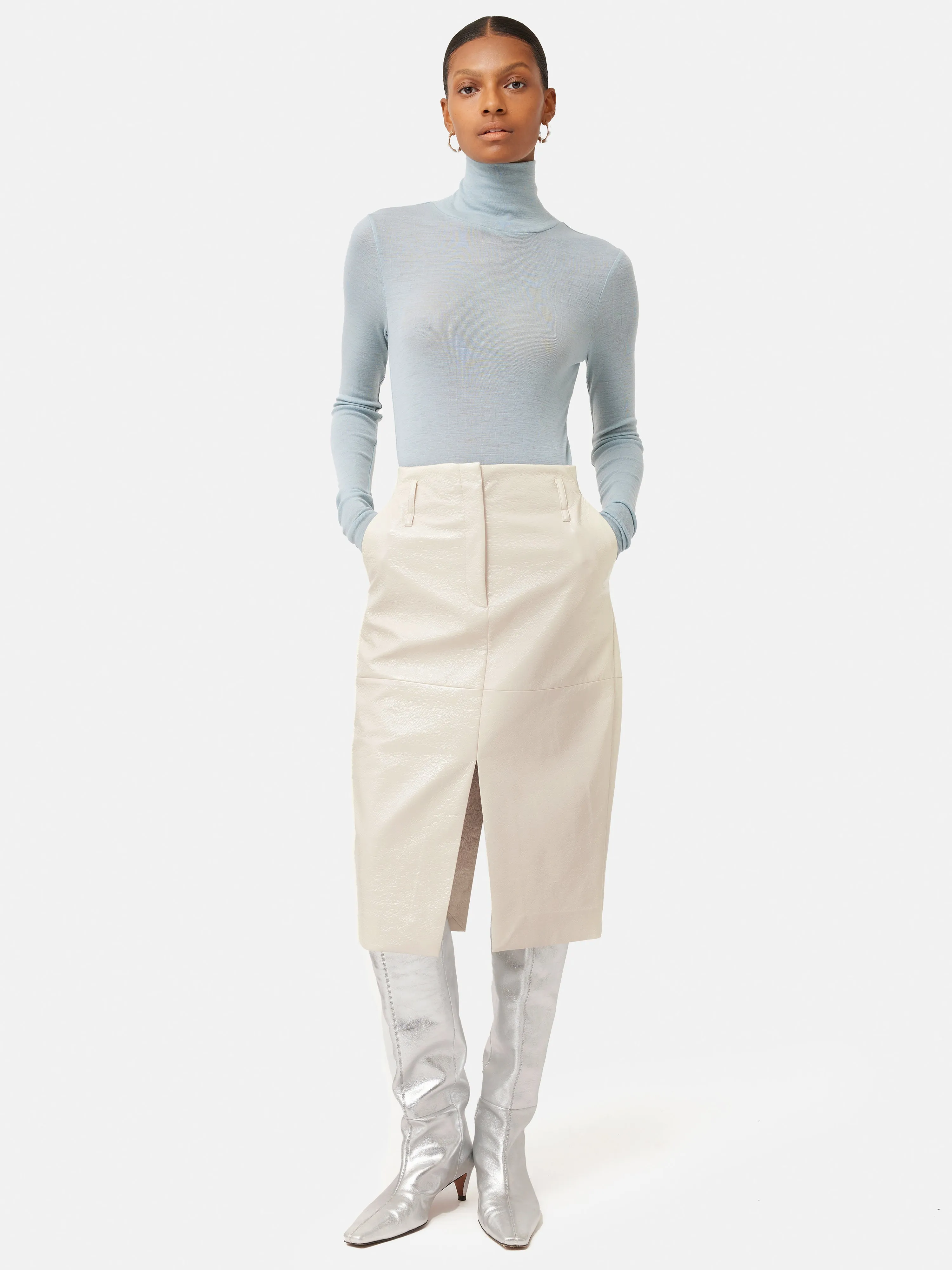 Patent Pencil Skirt | Cream sold by Jigsaw