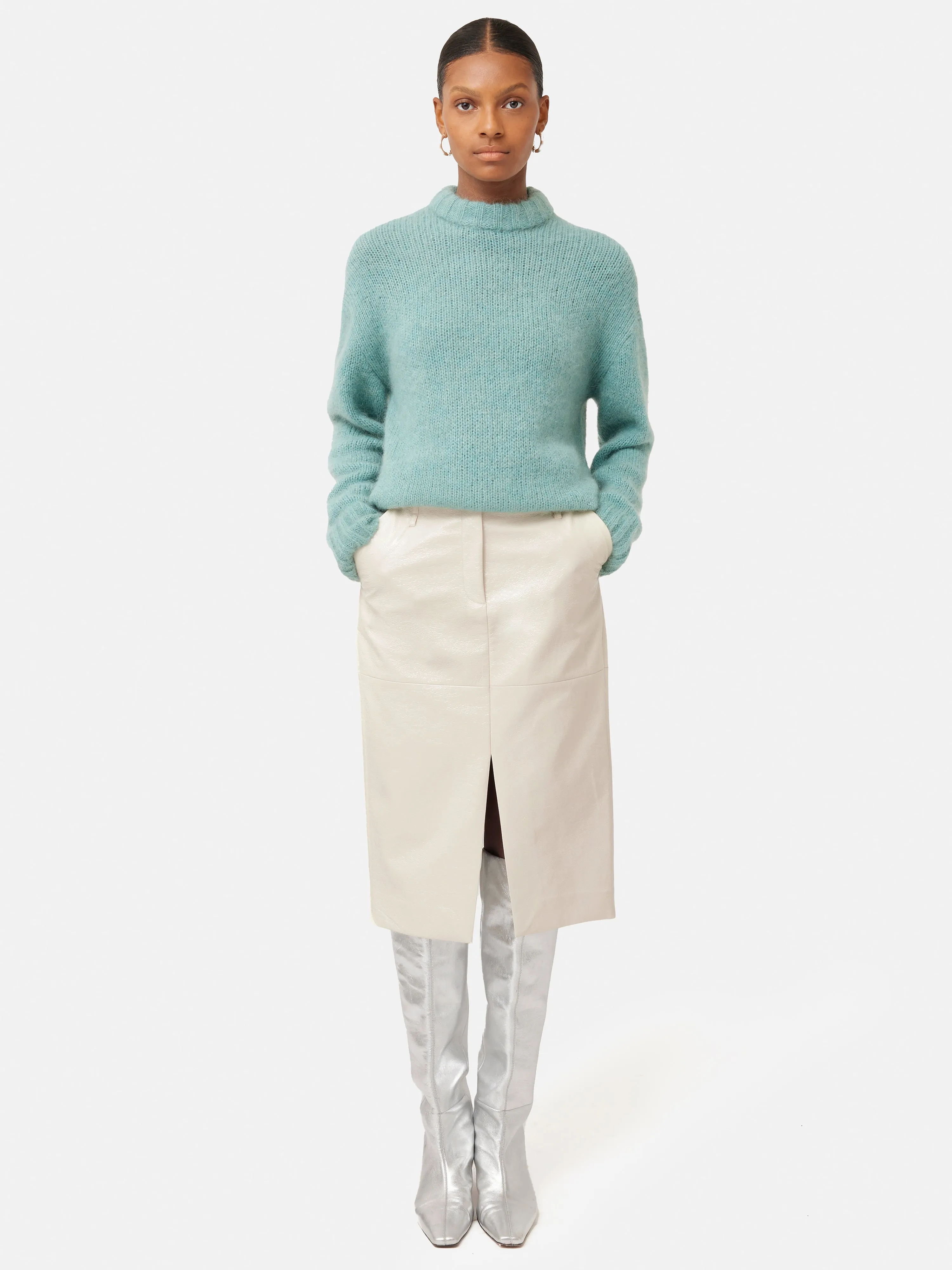 Patent Pencil Skirt | Cream sold by Jigsaw product image thumbnail 3