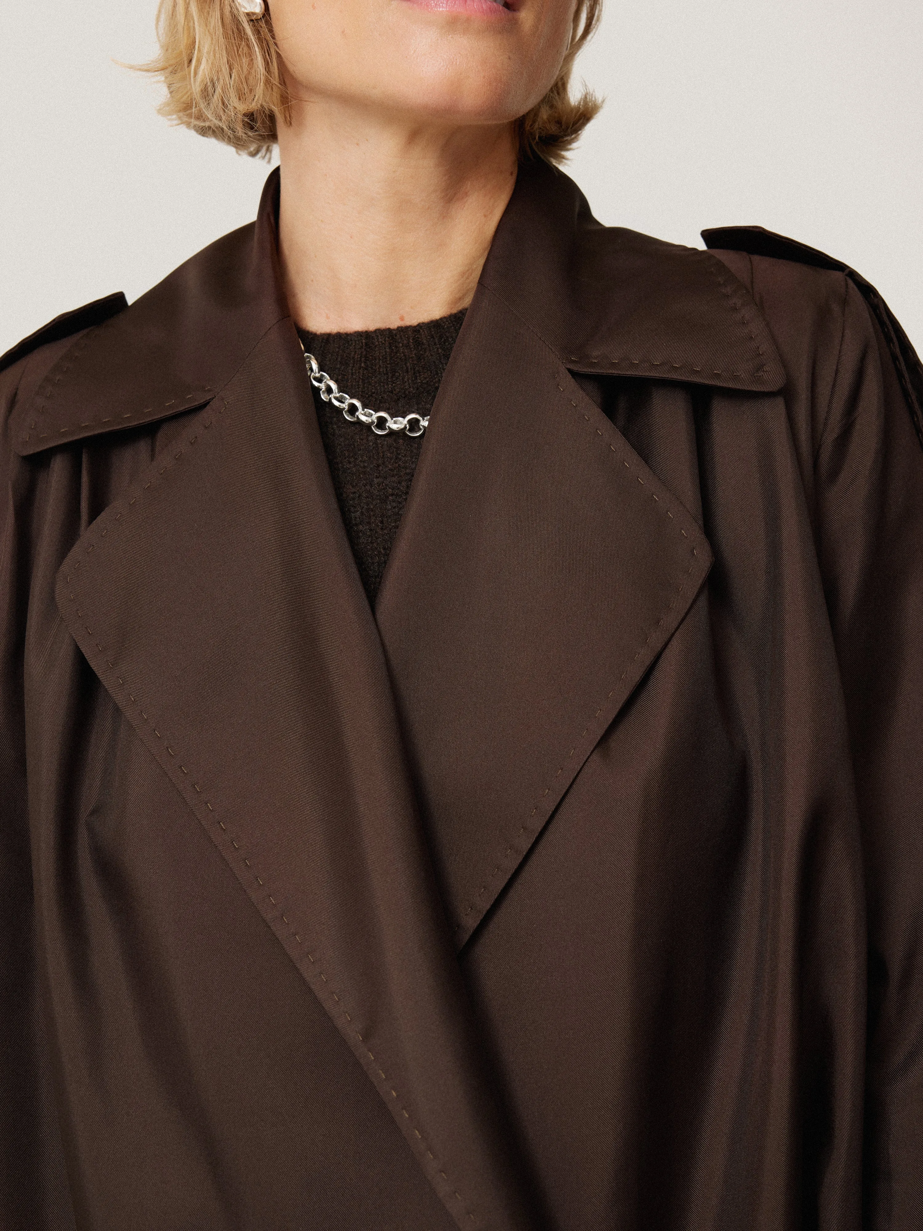 Pure Silk Trench Coat | Chocolate sold by Jigsaw product image thumbnail 4