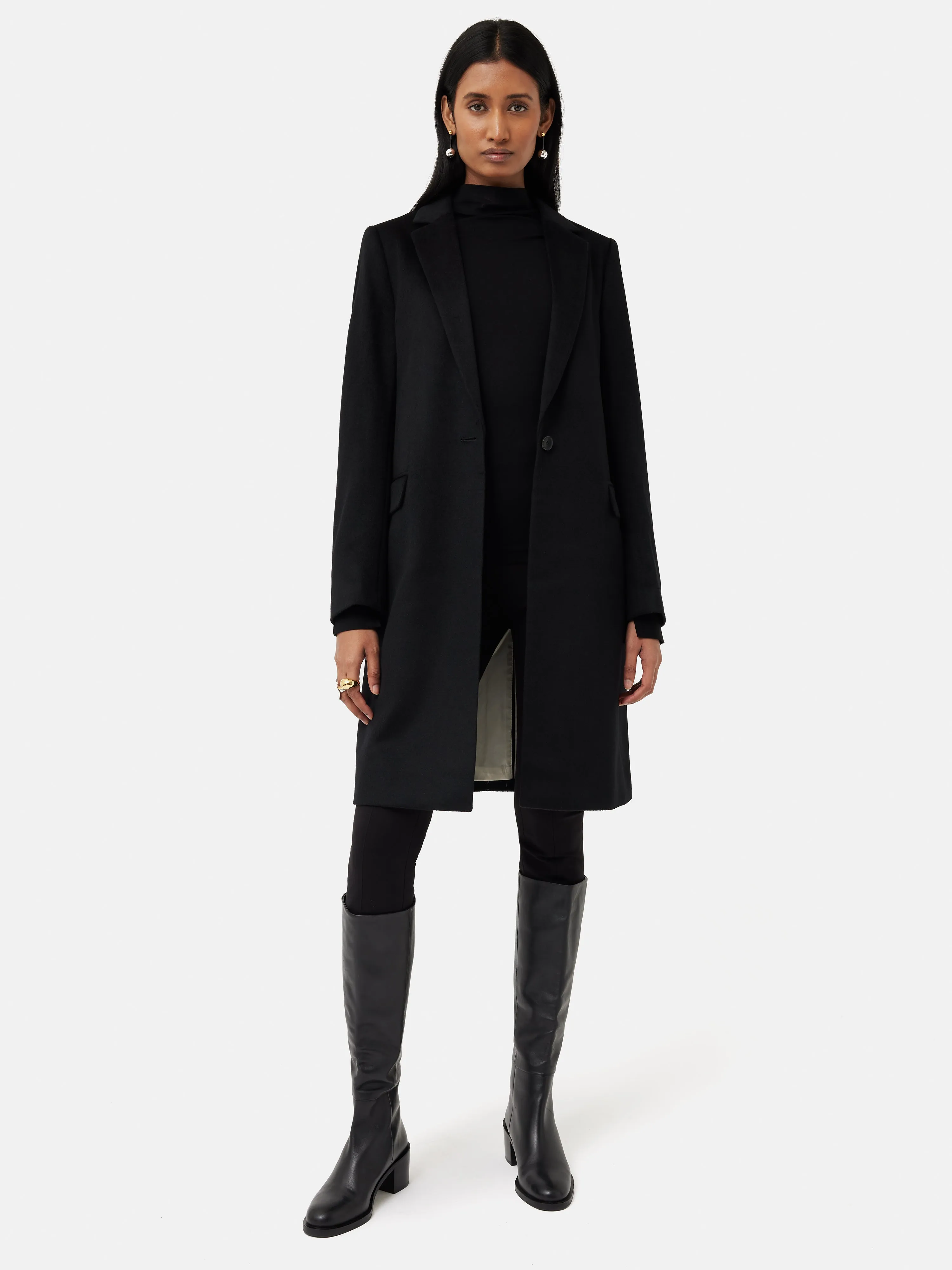 Relaxed Wool City Coat | Black sold by Jigsaw product image thumbnail 3