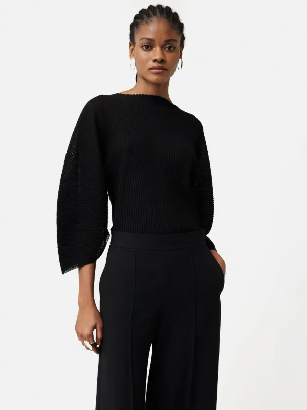 Circular Sleeve Knitted Top | Black sold by Jigsaw