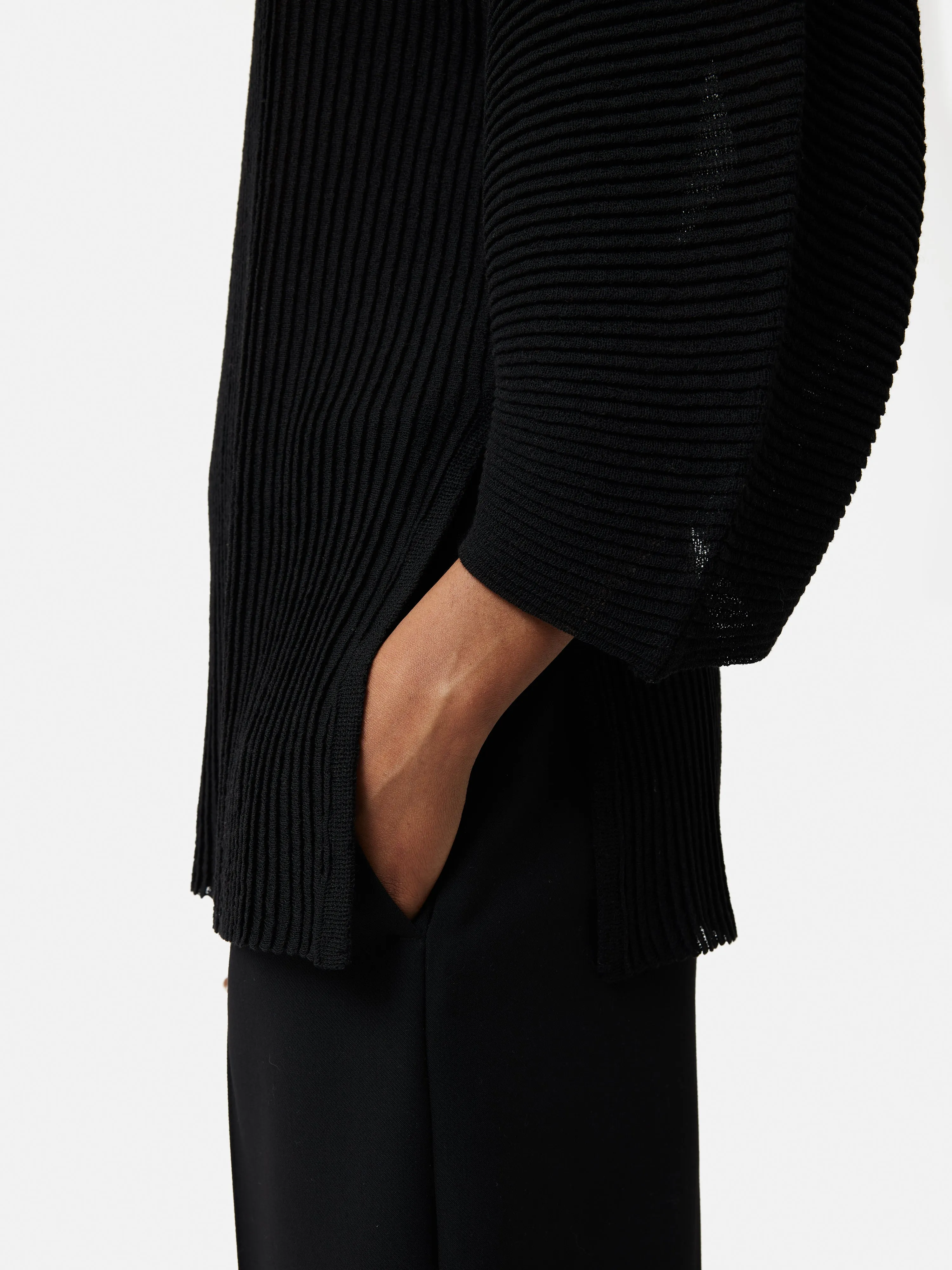 Circular Sleeve Knitted Top | Black sold by Jigsaw product image thumbnail 2