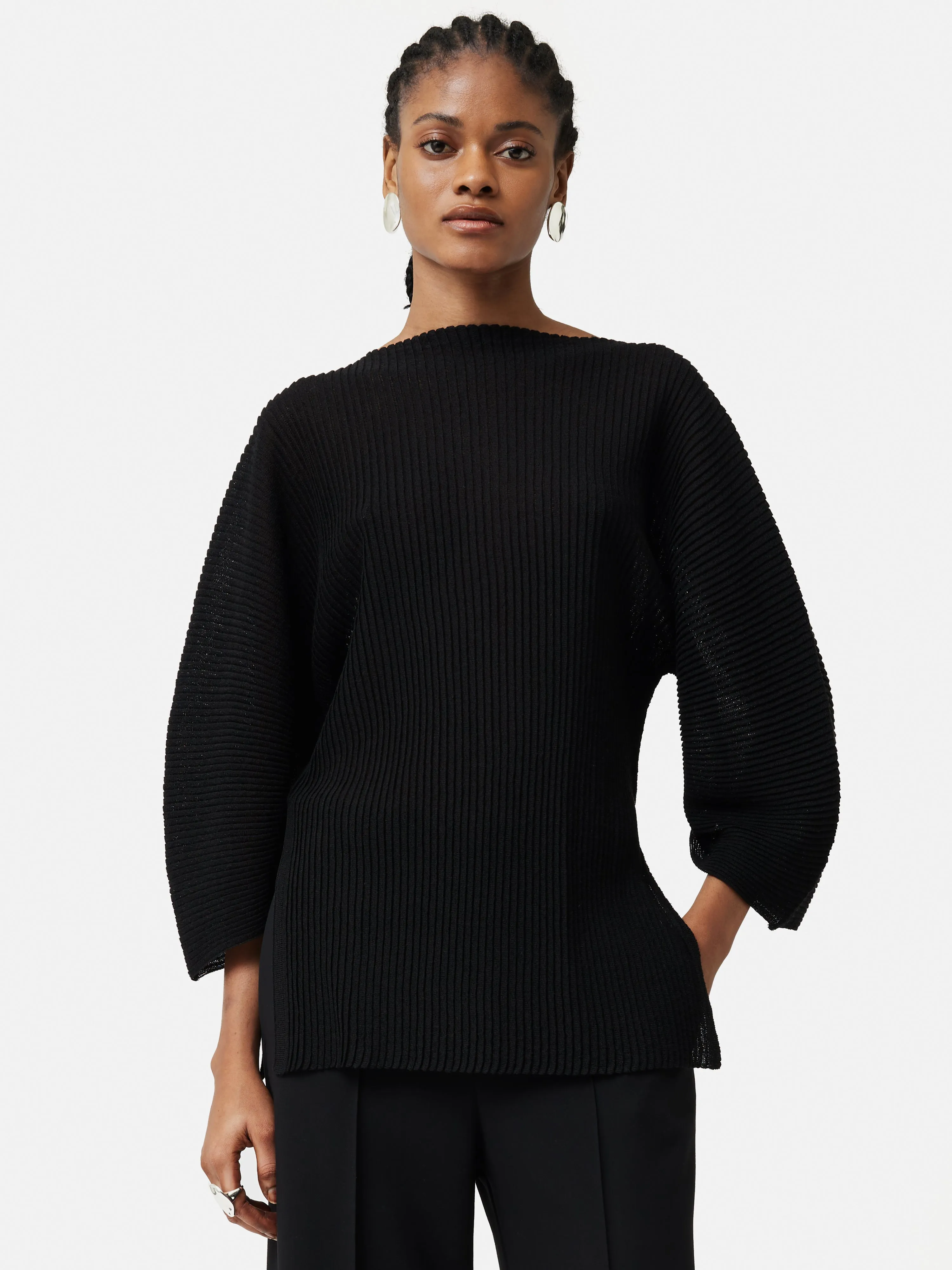 Circular Sleeve Knitted Top | Black sold by Jigsaw product image thumbnail 4