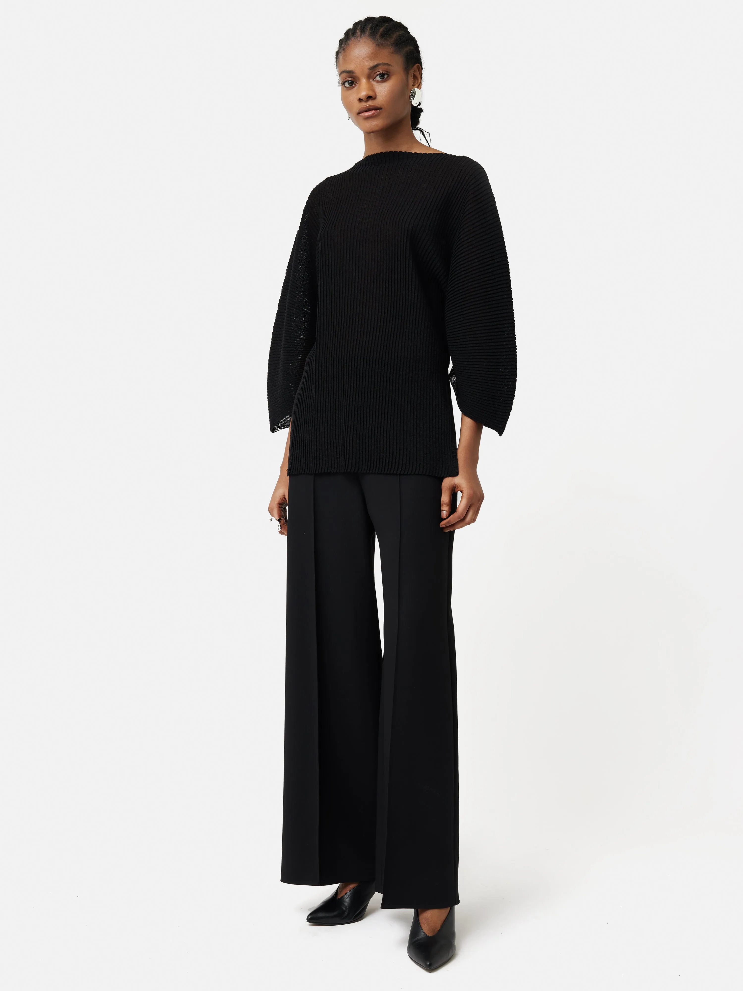 Circular Sleeve Knitted Top | Black sold by Jigsaw product image thumbnail 3