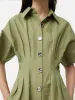 Cotton Stitched Pleat Dress | Green sold by Jigsaw