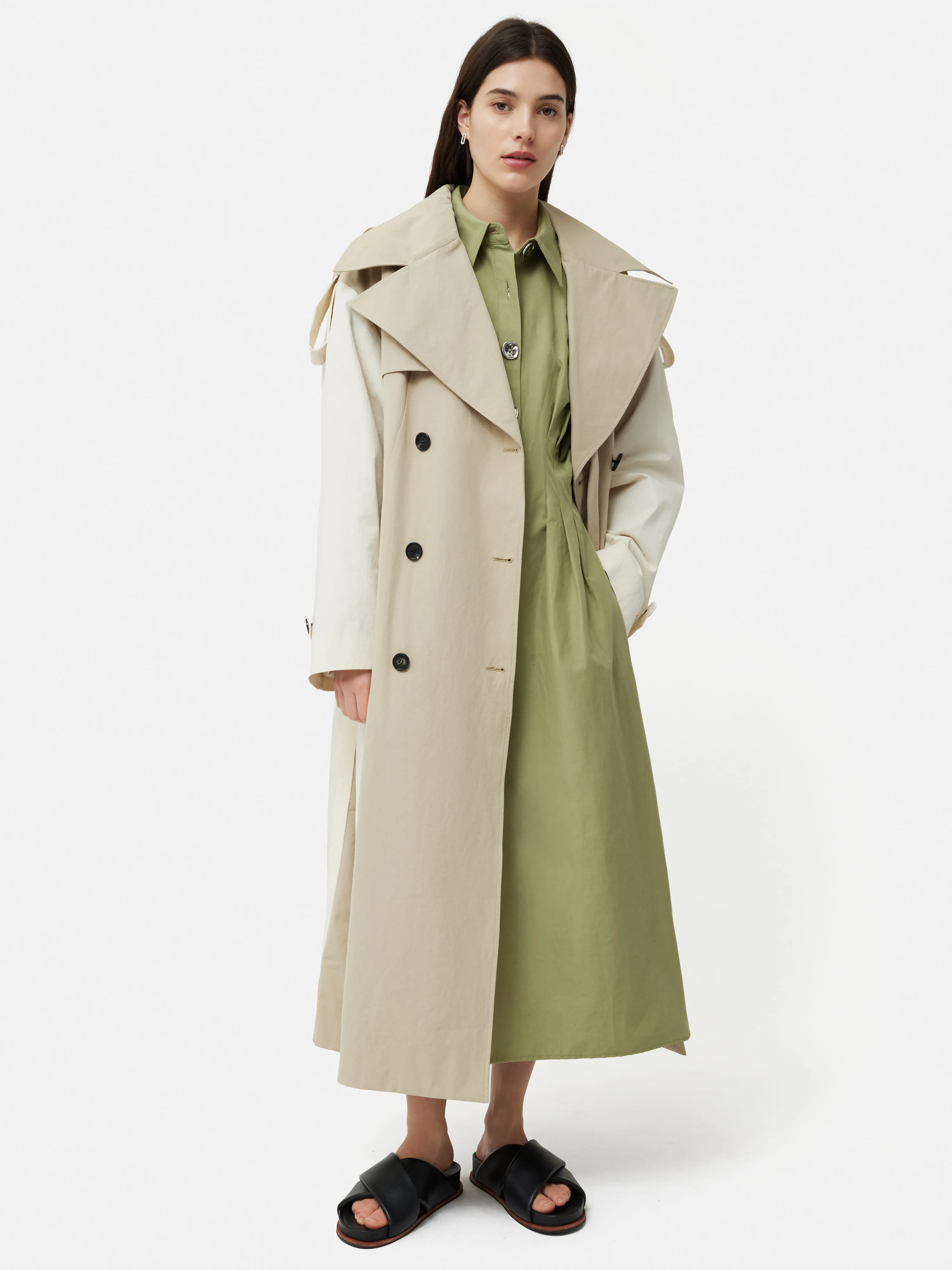 Cotton Stitched Pleat Dress | Green sold by Jigsaw product image thumbnail 5