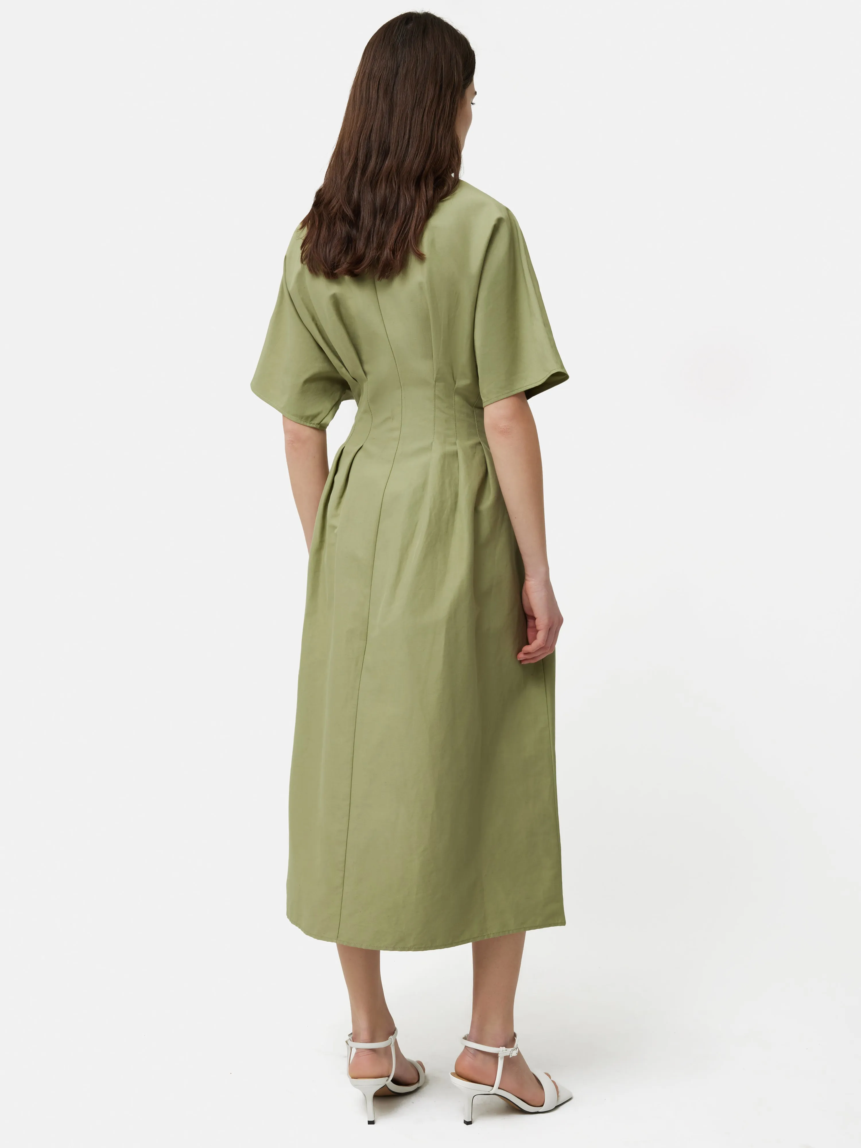 Cotton Stitched Pleat Dress | Green sold by Jigsaw product image thumbnail 4