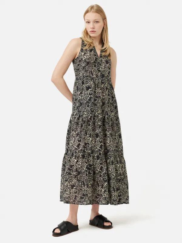 Brushed Rose Gauze Linen Dress | Black sold by Jigsaw