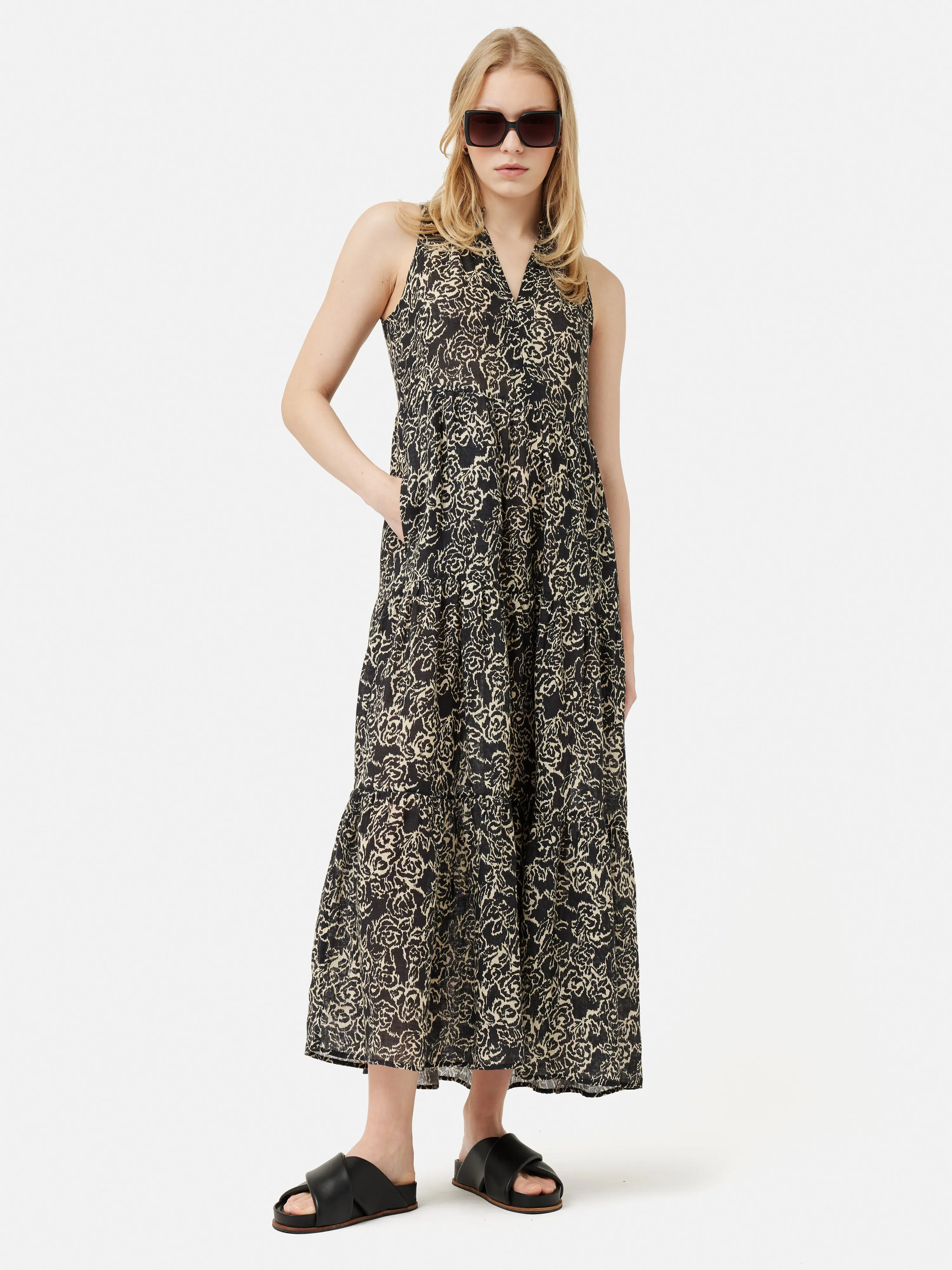 Brushed Rose Gauze Linen Dress | Black sold by Jigsaw product image thumbnail 3