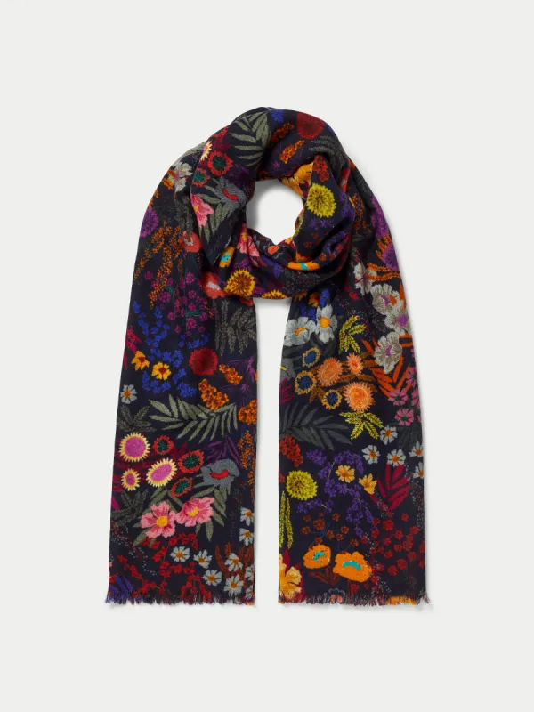 Midnight Wool Silk Scarf | Multi sold by Jigsaw