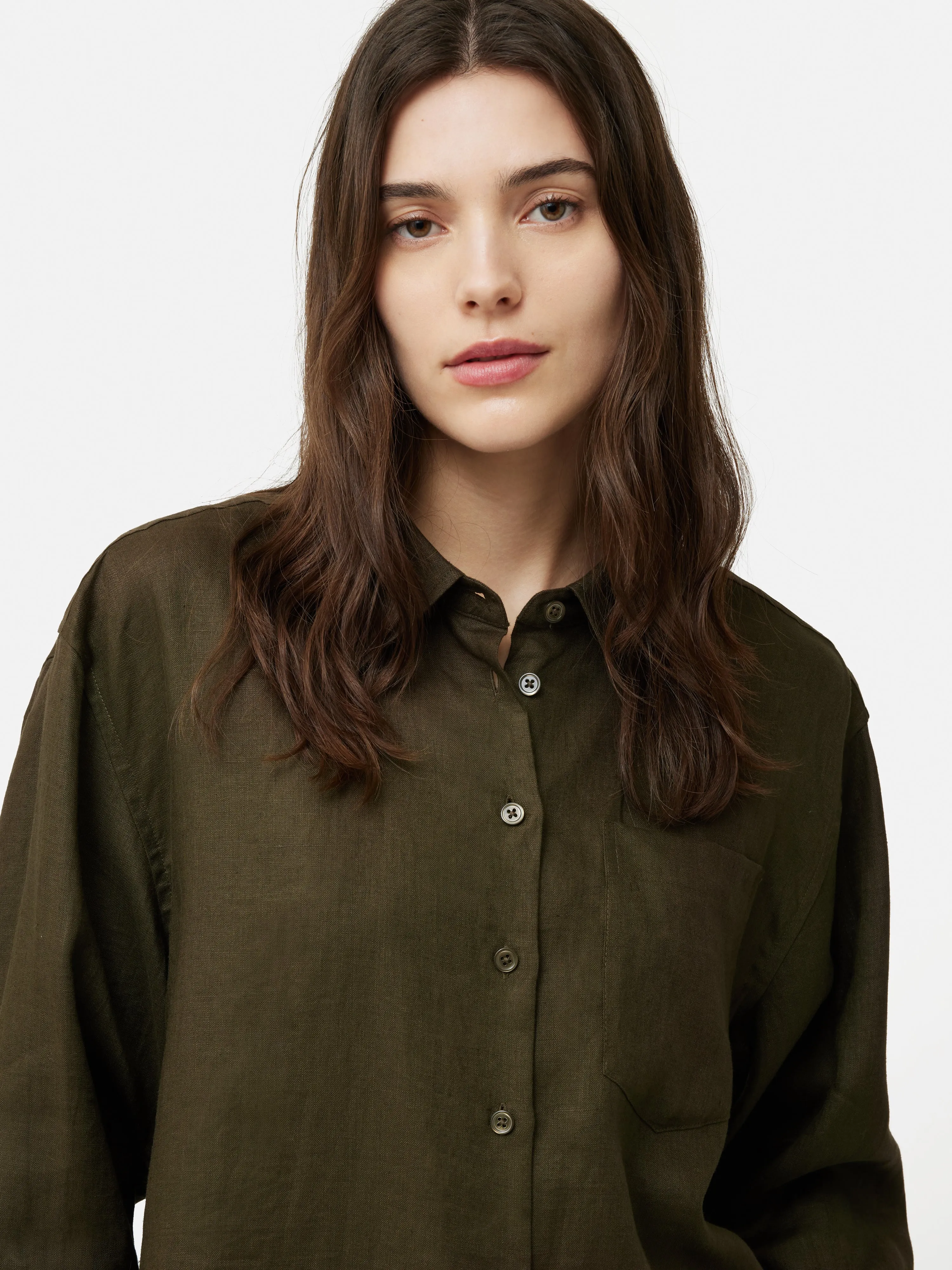 Linen Relaxed Shirt | Dark Green sold by Jigsaw product image thumbnail 5