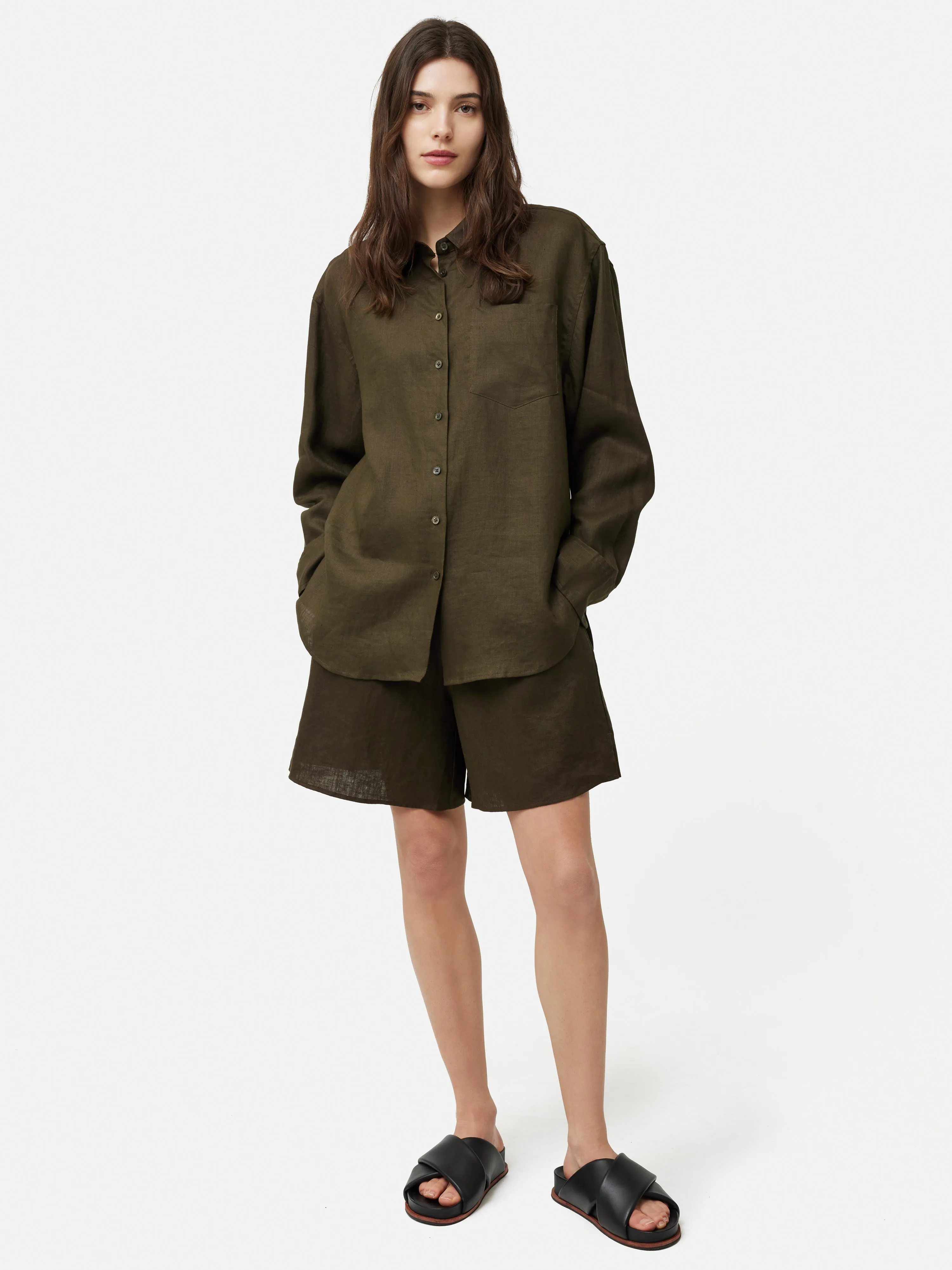 Linen Relaxed Shirt | Dark Green sold by Jigsaw product image thumbnail 4