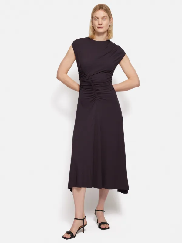 Drape Pleat Jersey Dress | Raisin sold by Jigsaw