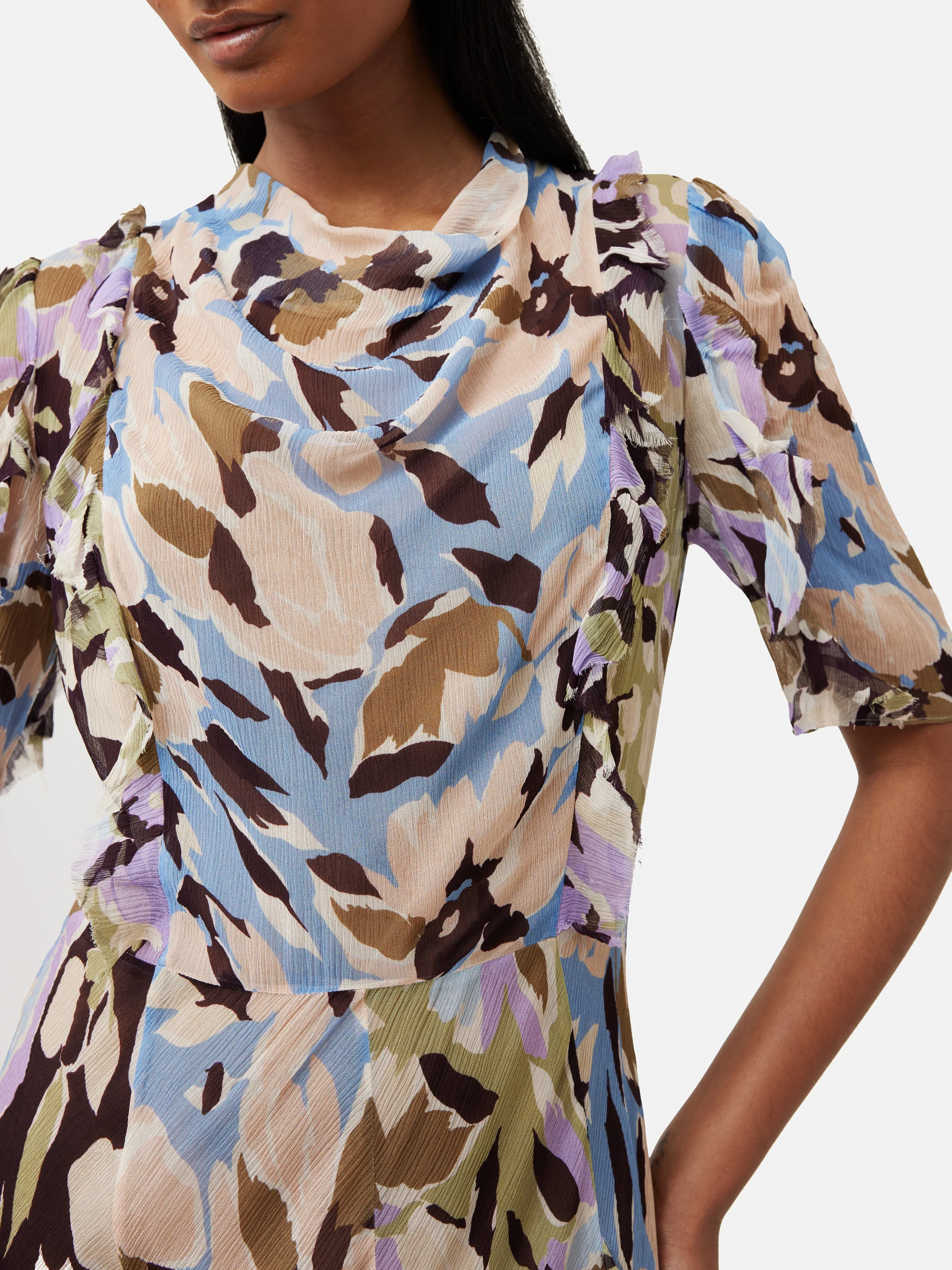 Graphic Pansy Crinkle Dress | Lilac sold by Jigsaw product image thumbnail 2