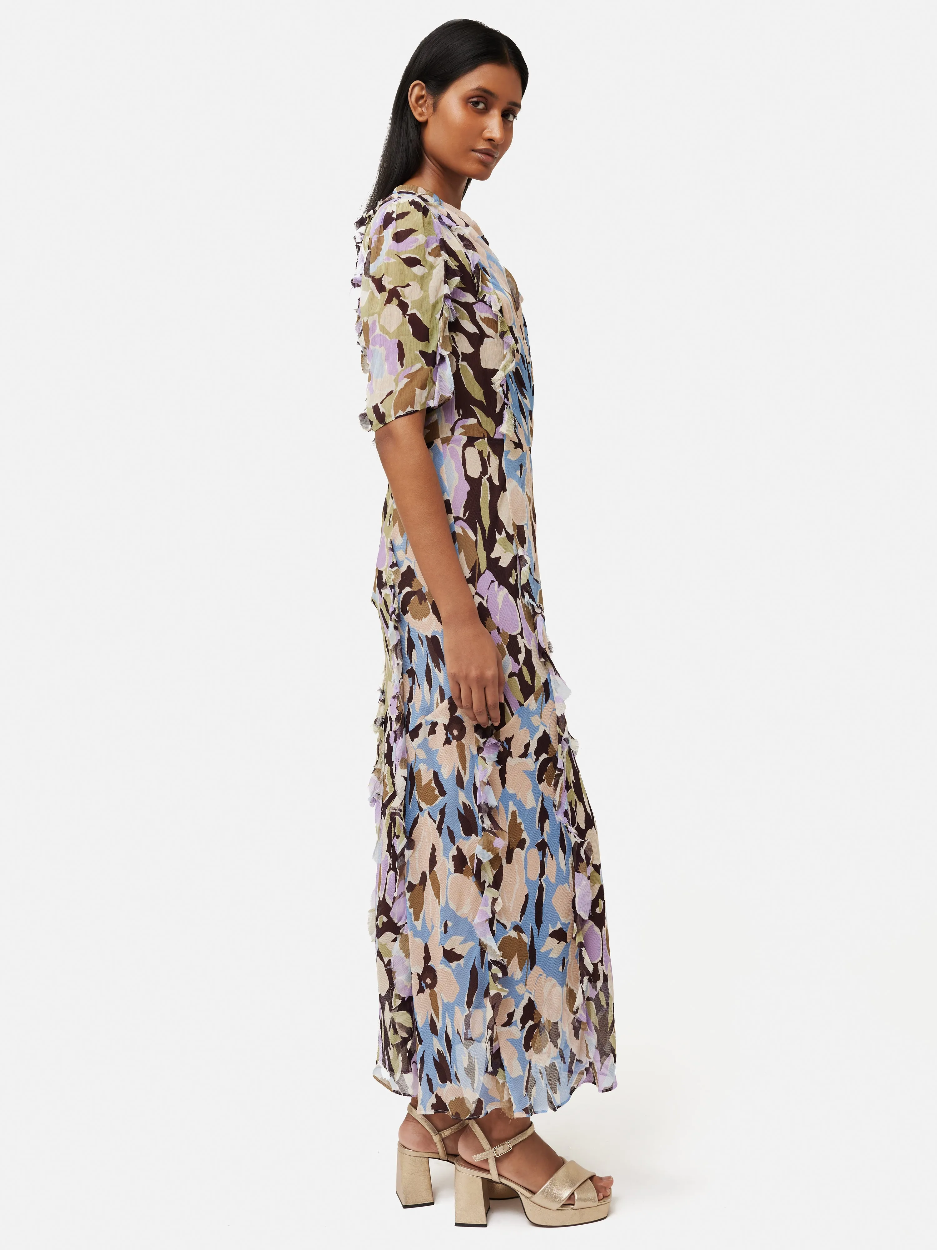 Graphic Pansy Crinkle Dress | Lilac sold by Jigsaw product image thumbnail 4