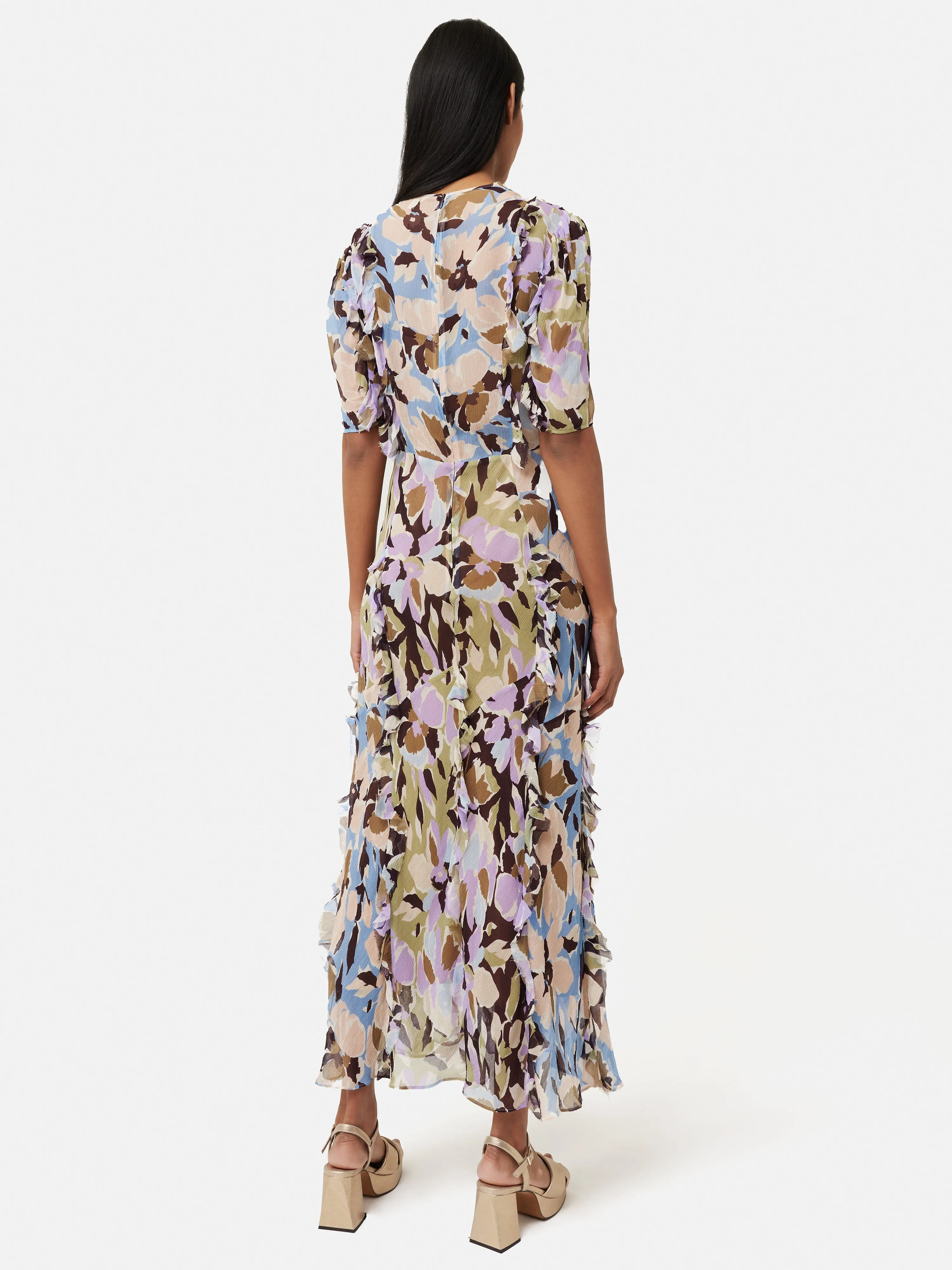 Graphic Pansy Crinkle Dress | Lilac sold by Jigsaw product image thumbnail 5