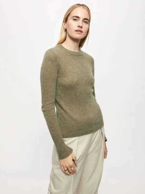 Cloud Cashmere Crew Jumper | Khaki sold by Jigsaw