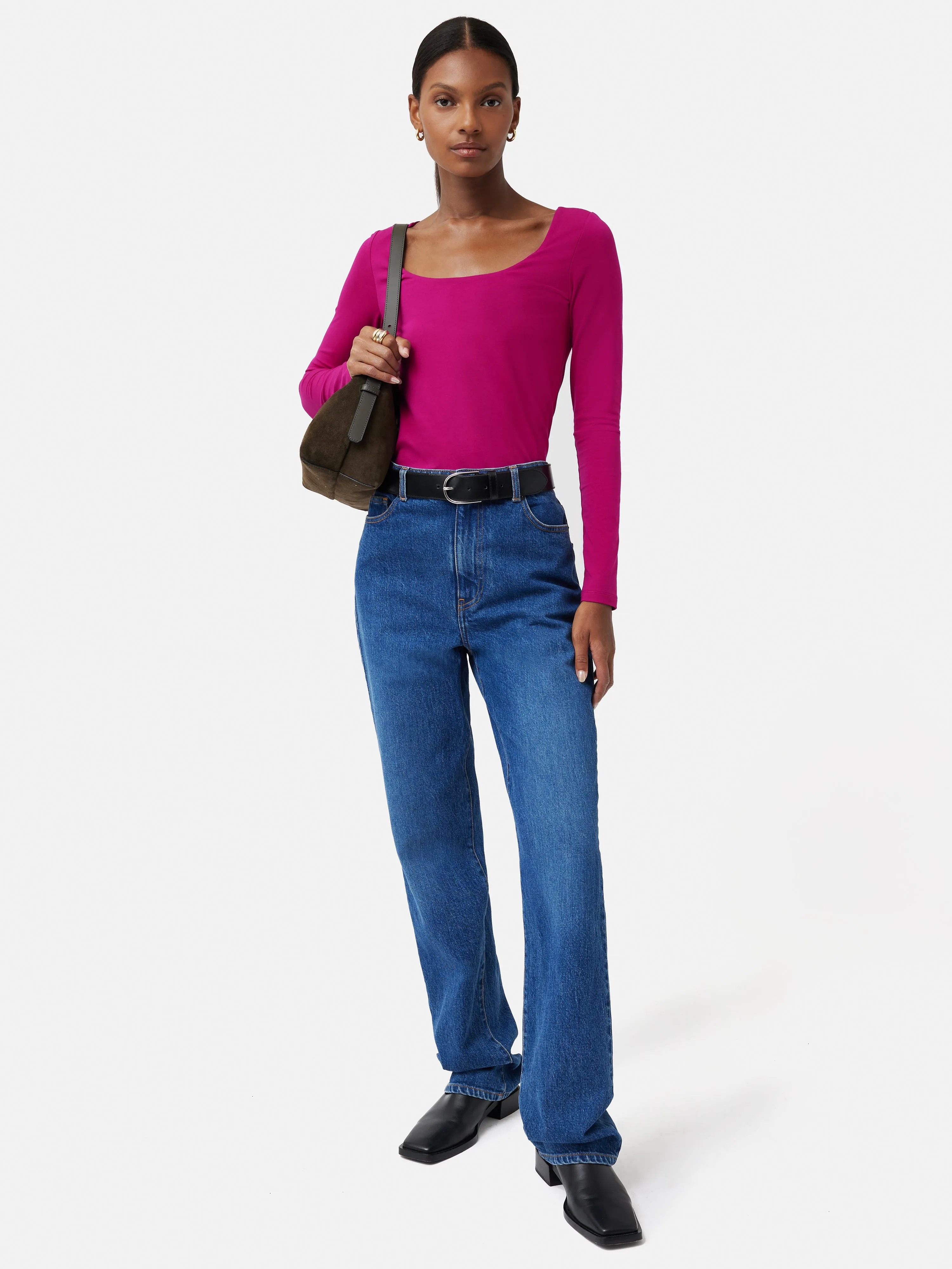 Double Front Ballet Neck Top | Magenta sold by Jigsaw product image thumbnail 3