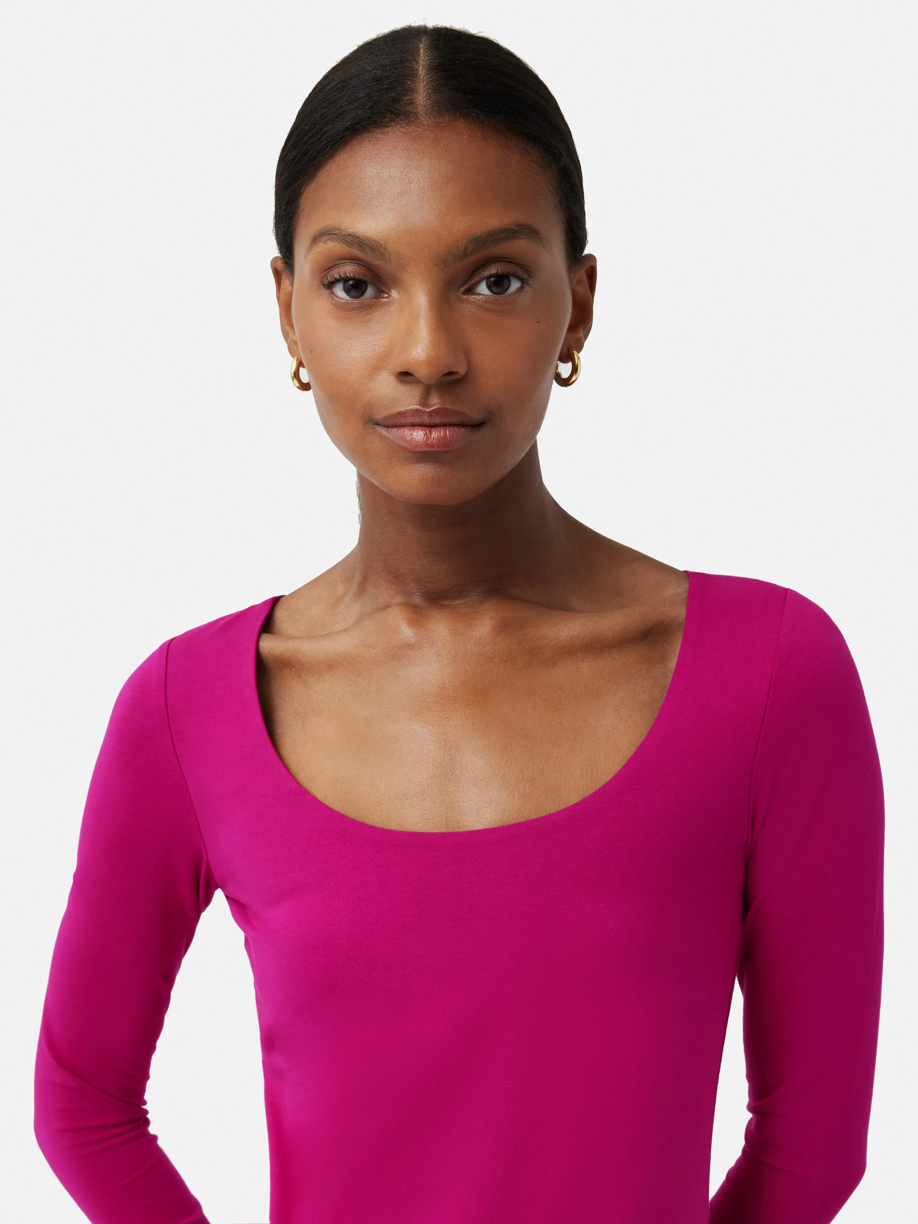 Double Front Ballet Neck Top | Magenta sold by Jigsaw product image thumbnail 2