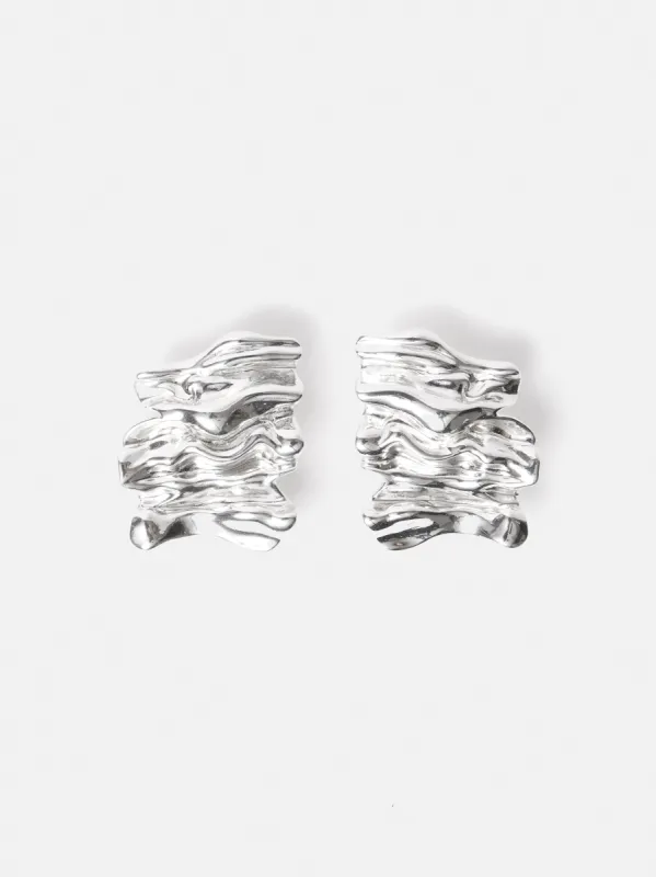 Crumpled Textured Earrings | Silver sold by Jigsaw