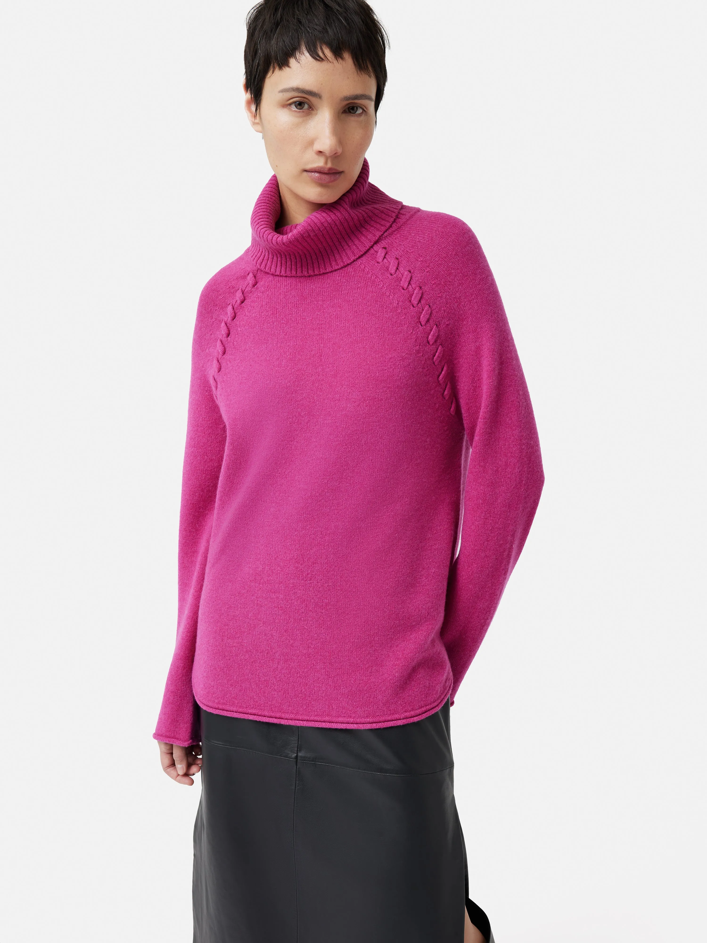 Merino Scoop Hem Jumper | Pink sold by Jigsaw