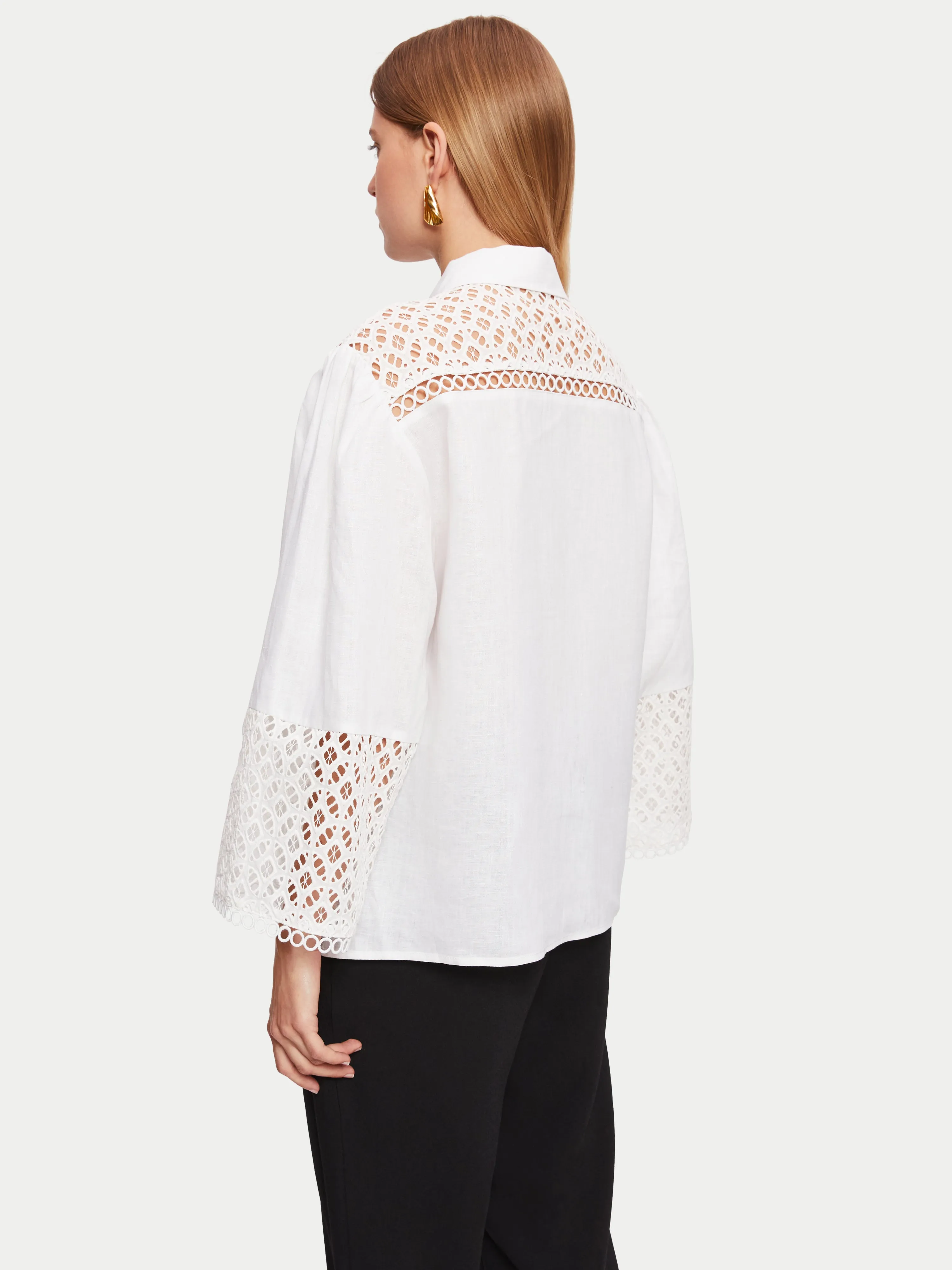 Lilia Linen Broderie Shirt | White sold by Jigsaw product image thumbnail 5