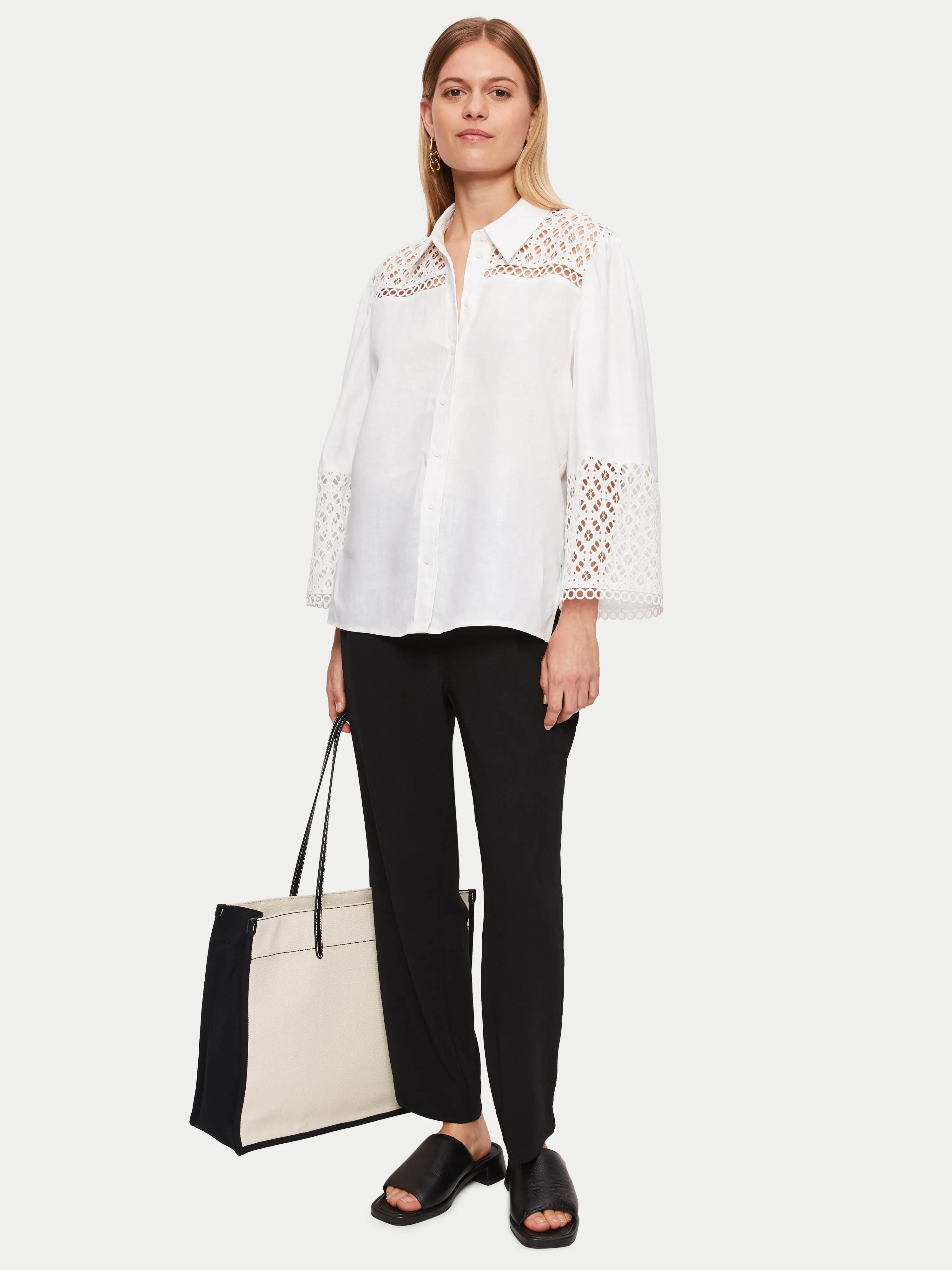 Lilia Linen Broderie Shirt | White sold by Jigsaw product image thumbnail 2