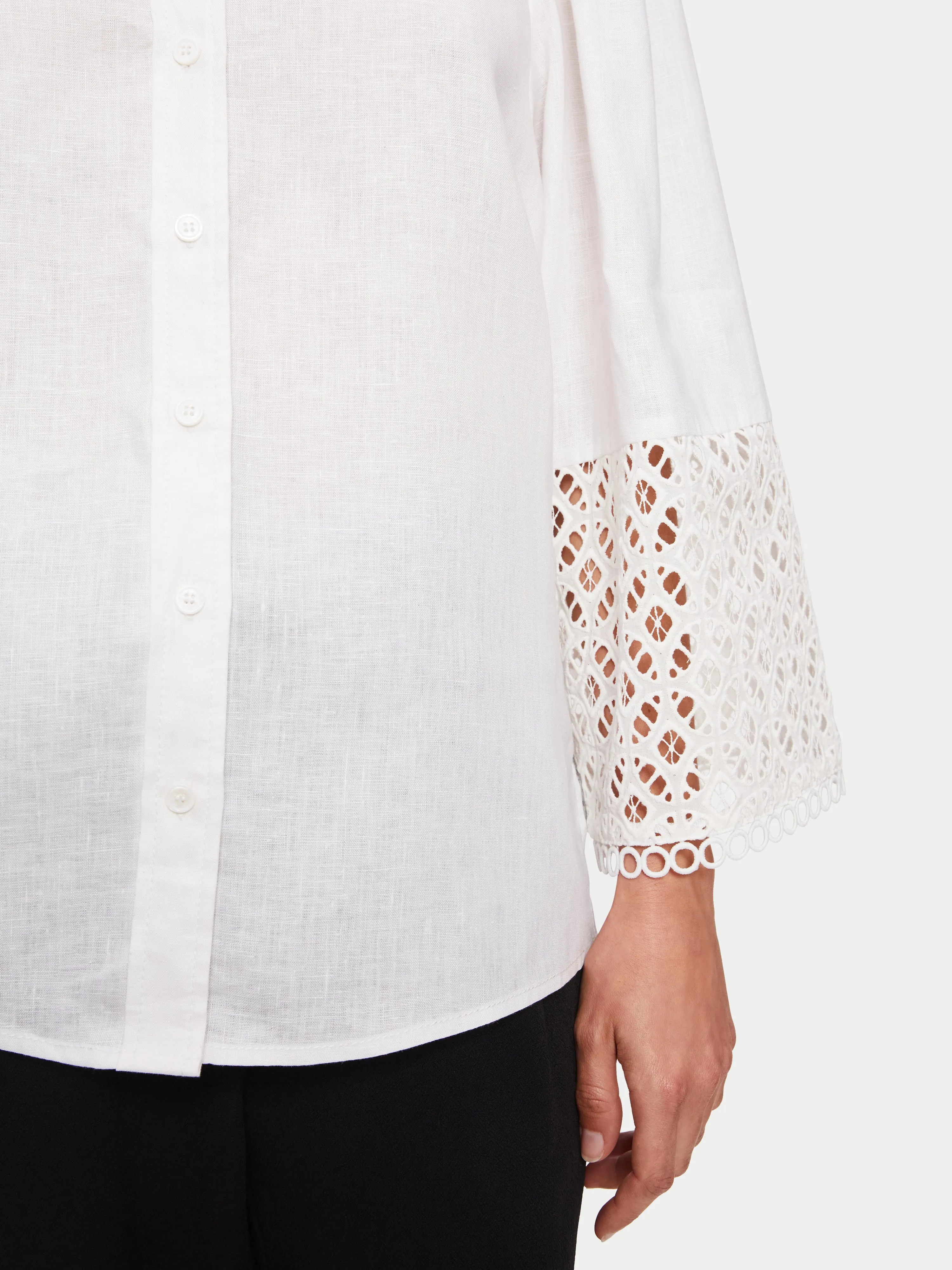 Lilia Linen Broderie Shirt | White sold by Jigsaw product image thumbnail 3