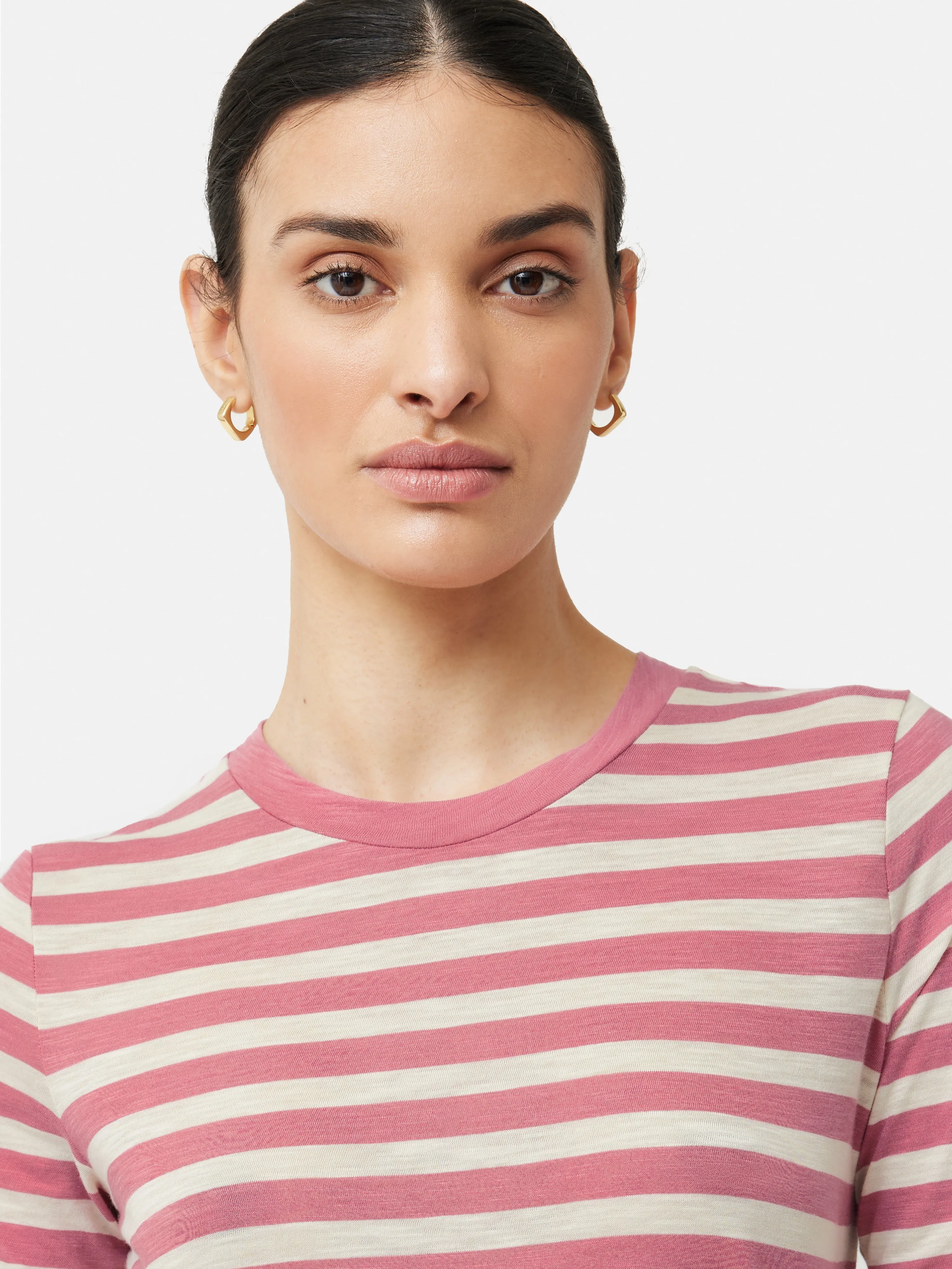 Cotton Slub Stripe Long Sleeve Tee | Pink sold by Jigsaw product image thumbnail 2