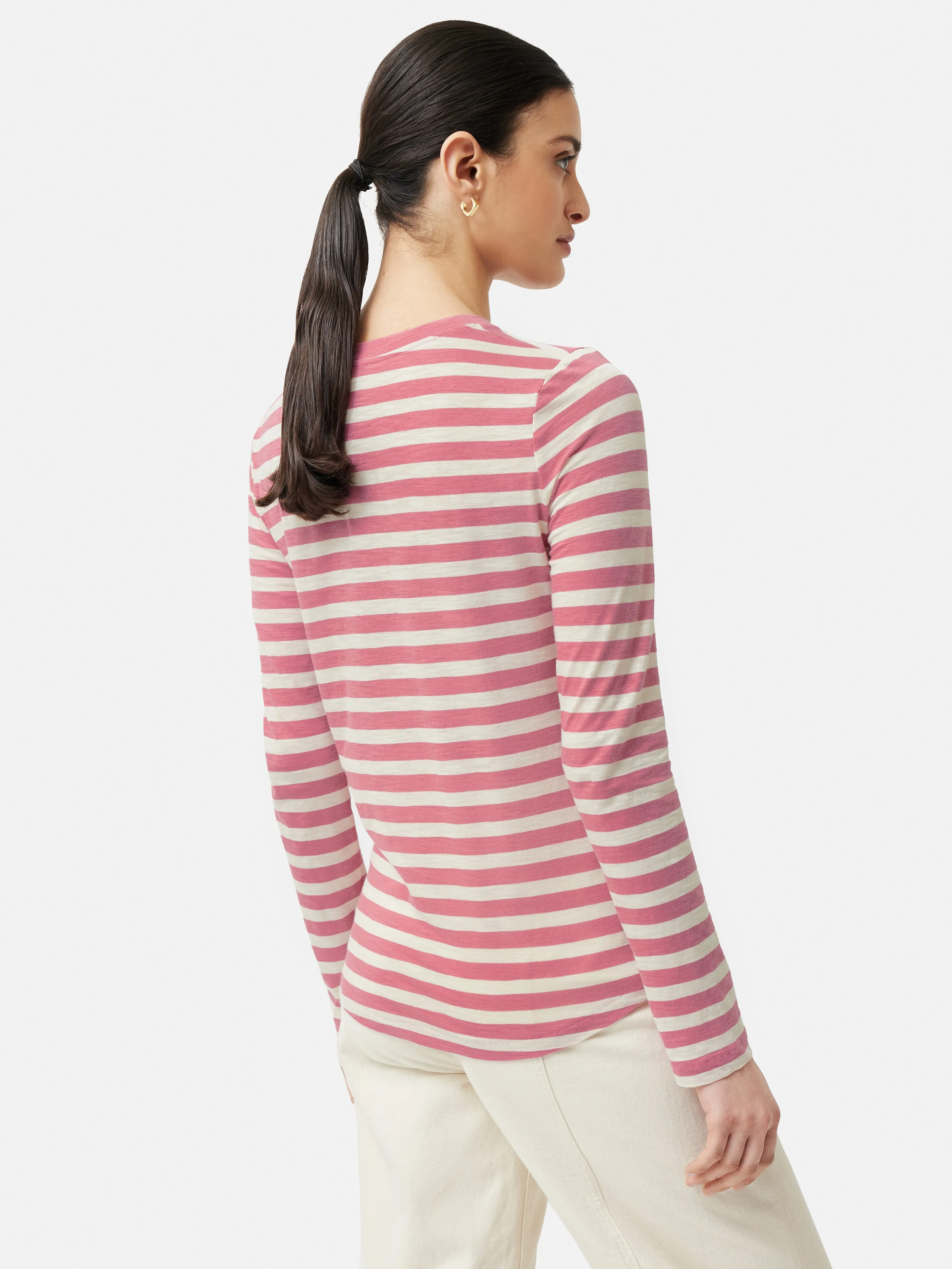 Cotton Slub Stripe Long Sleeve Tee | Pink sold by Jigsaw product image thumbnail 5