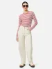 Cotton Slub Stripe Long Sleeve Tee | Pink sold by Jigsaw