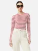 Cotton Slub Stripe Long Sleeve Tee | Pink sold by Jigsaw
