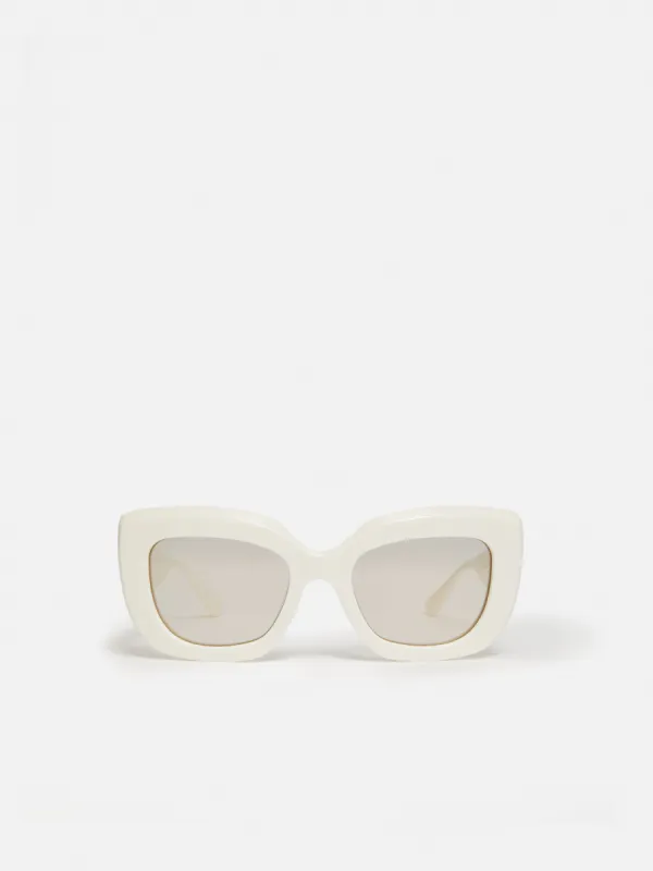 Woodley Square Cats Eye Sunglasses | White sold by Jigsaw
