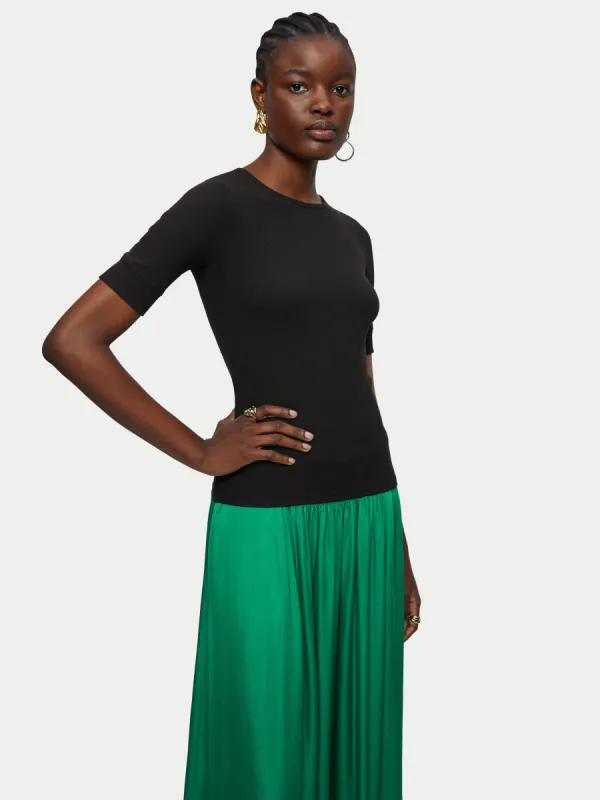 Bovey Ribbed Crew Neck Tee | Black sold by Jigsaw