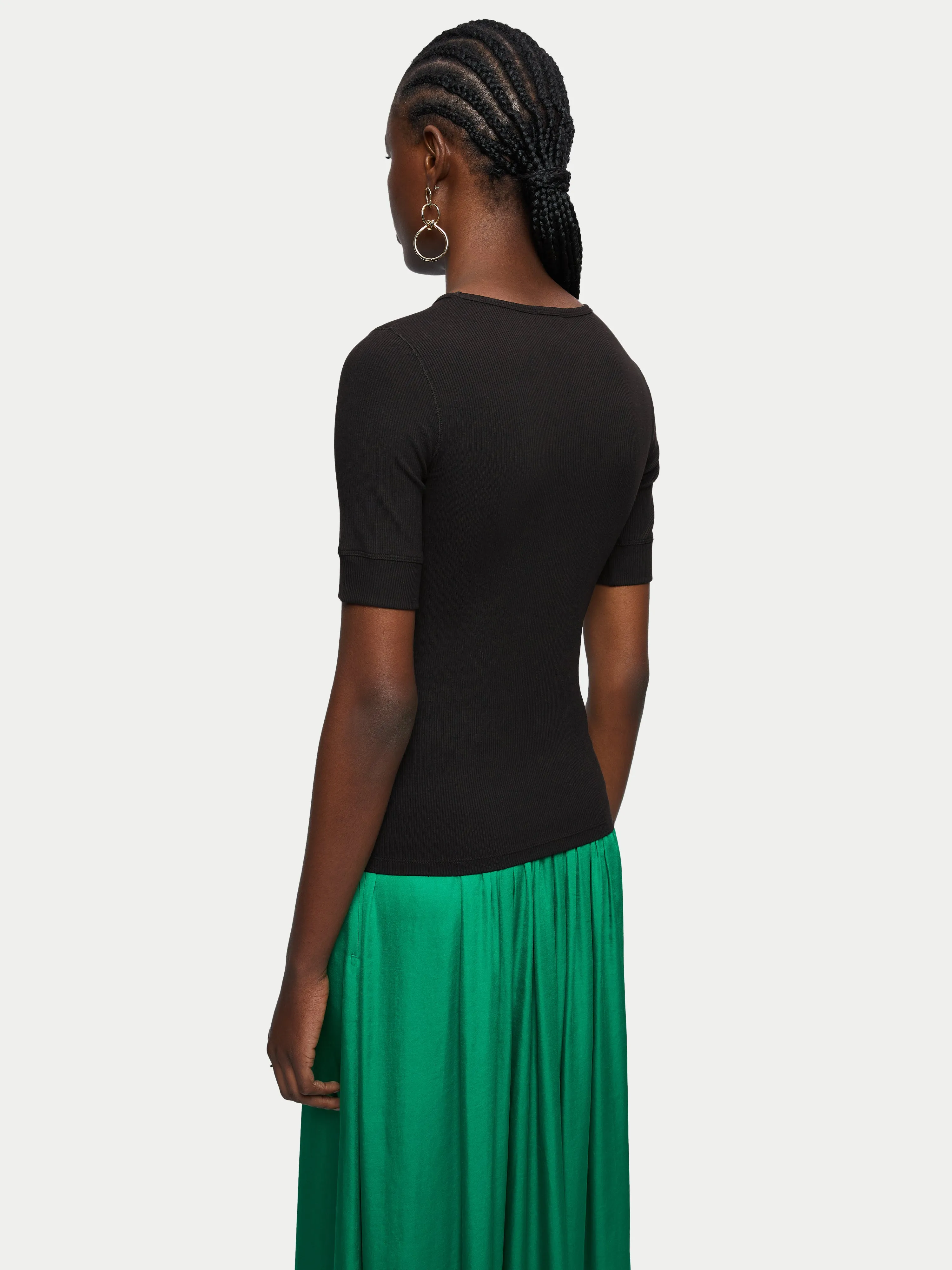 Bovey Ribbed Crew Neck Tee | Black sold by Jigsaw product image thumbnail 5