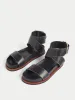 Crowle Leather Footbed Sandal | Black sold by Jigsaw