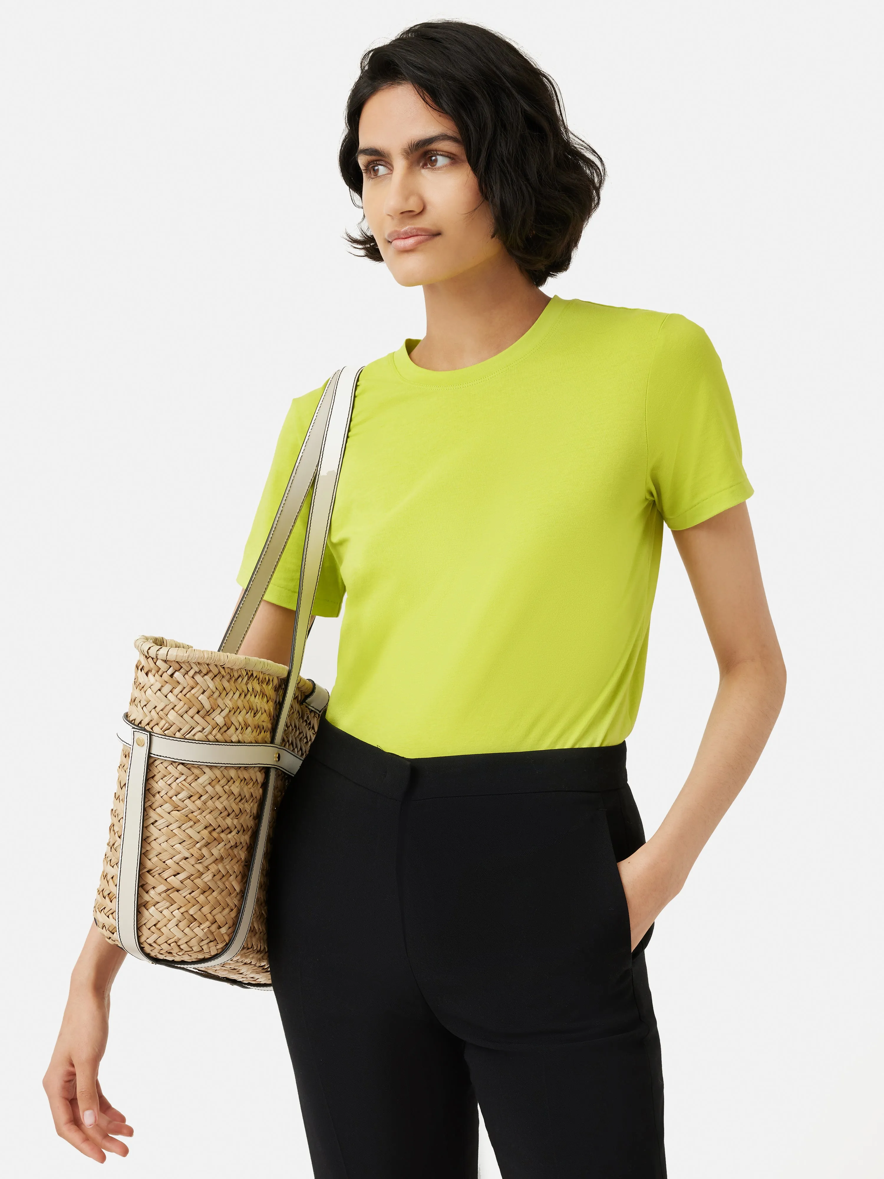 Supima Cotton Crew Neck Tee | Lime sold by Jigsaw