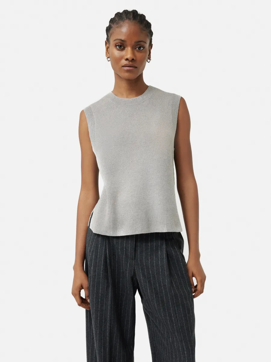 Cotton Blend Crew Tank | Grey sold by Jigsaw