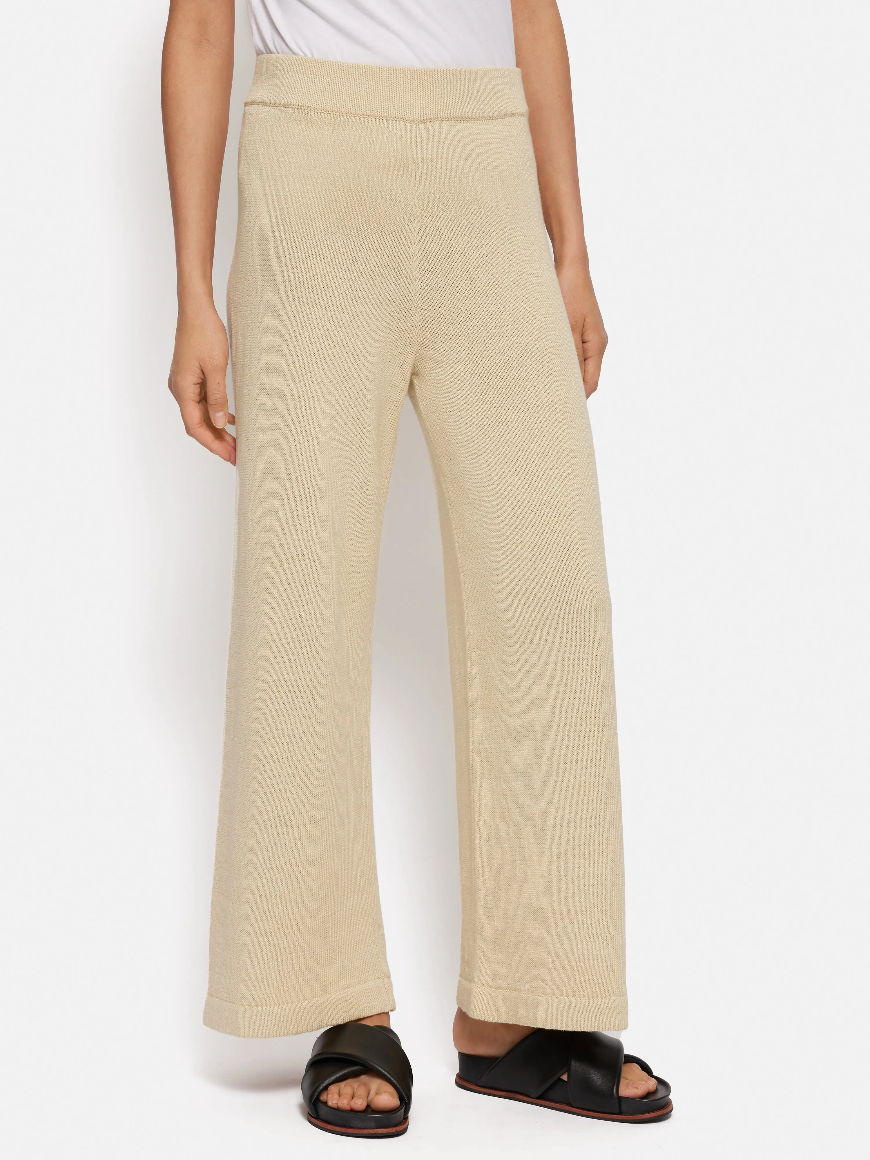 Linen Cotton Knitted Trouser | Cream sold by Jigsaw
