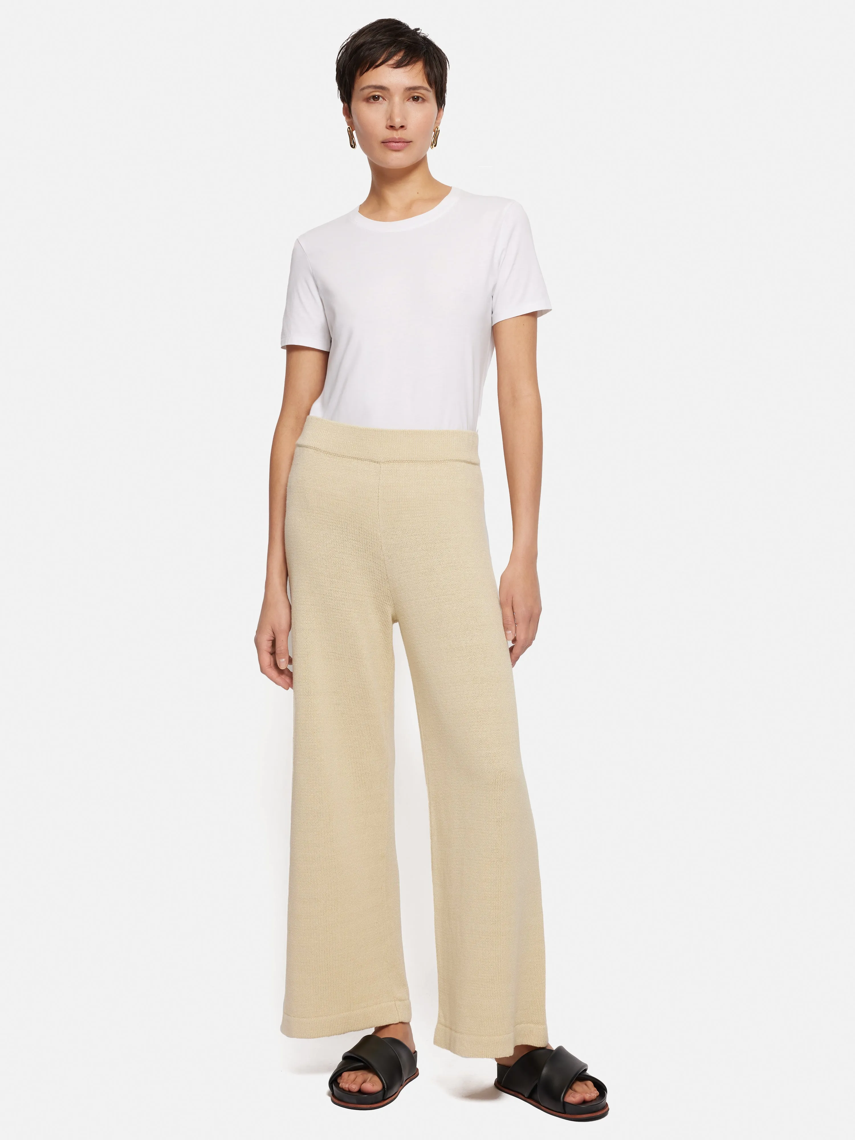 Linen Cotton Knitted Trouser | Cream sold by Jigsaw product image thumbnail 3