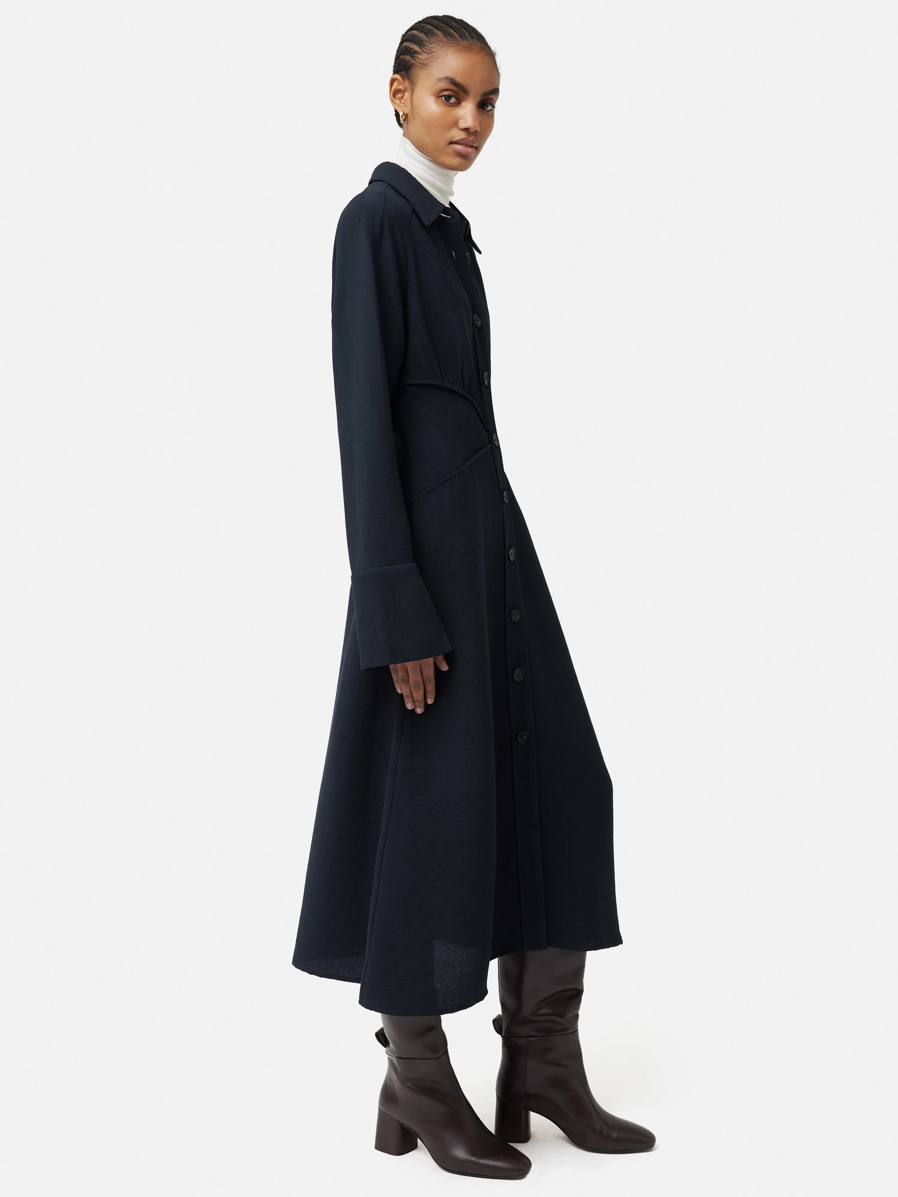 Textured Midi Shirt Dress | Navy sold by Jigsaw product image thumbnail 5