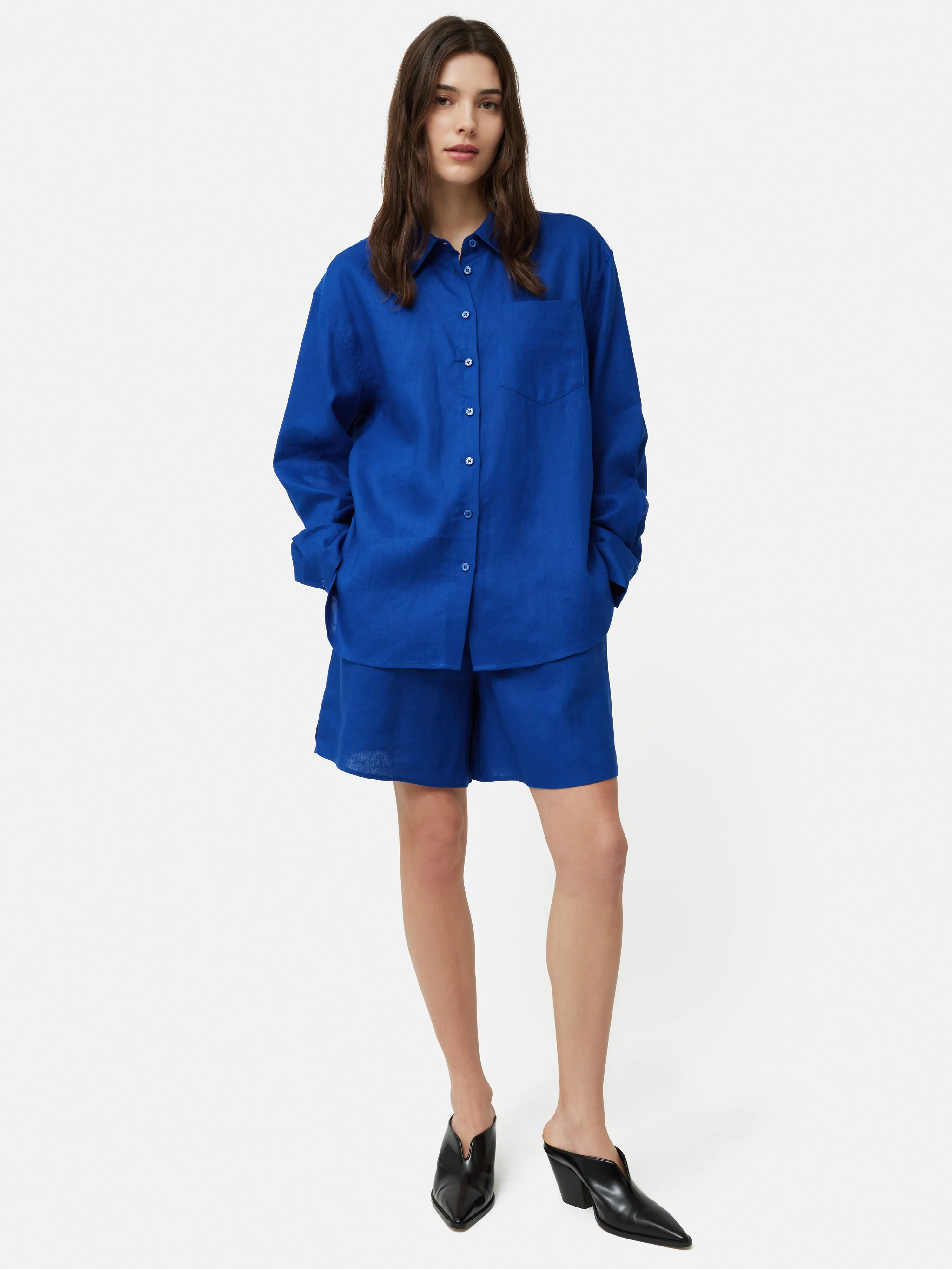 Linen Relaxed Shirt | Blue sold by Jigsaw product image thumbnail 4
