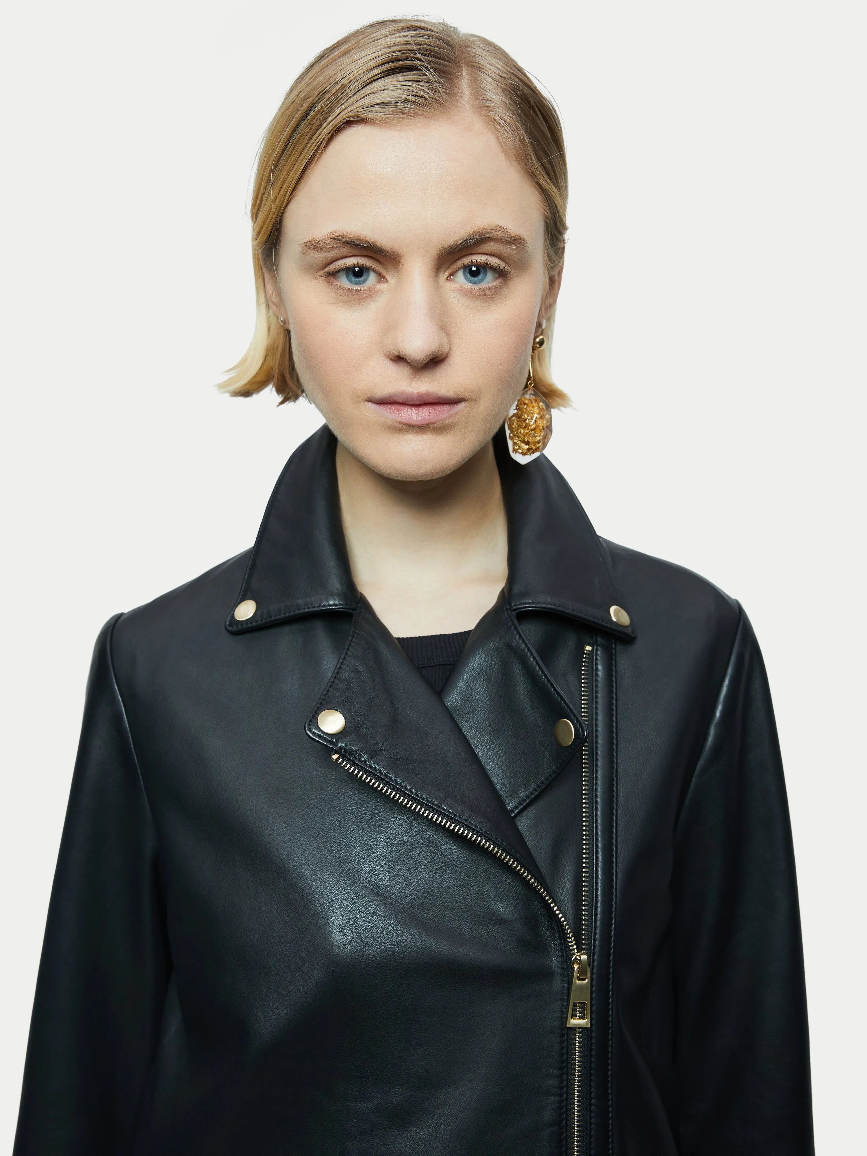 Sanford Long Leather Biker | Black sold by Jigsaw product image thumbnail 2