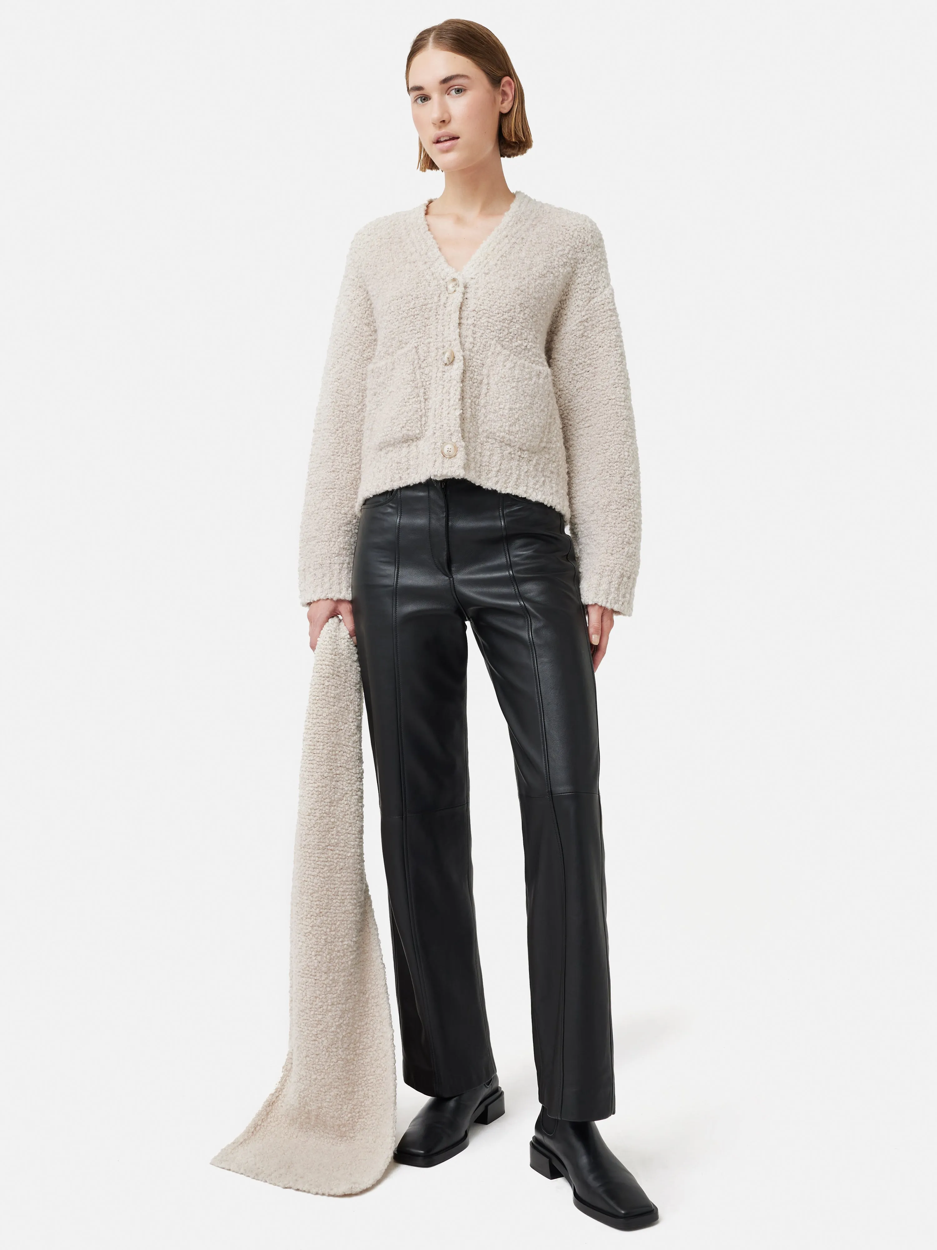 Boucle V Neck Cardigan | Cream sold by Jigsaw product image thumbnail 4