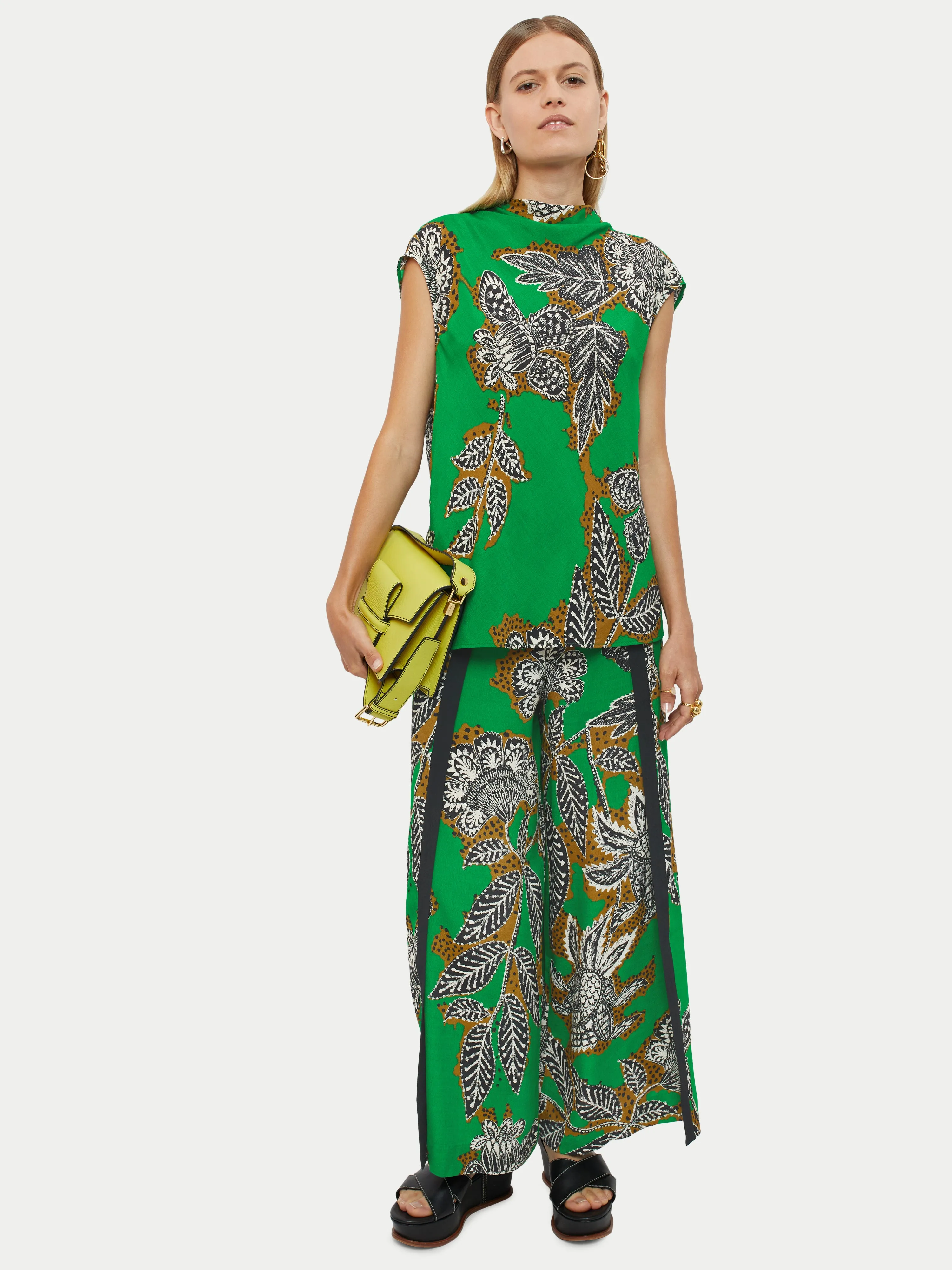 Block Floral Cowl Neck Top | Green sold by Jigsaw product image thumbnail 4