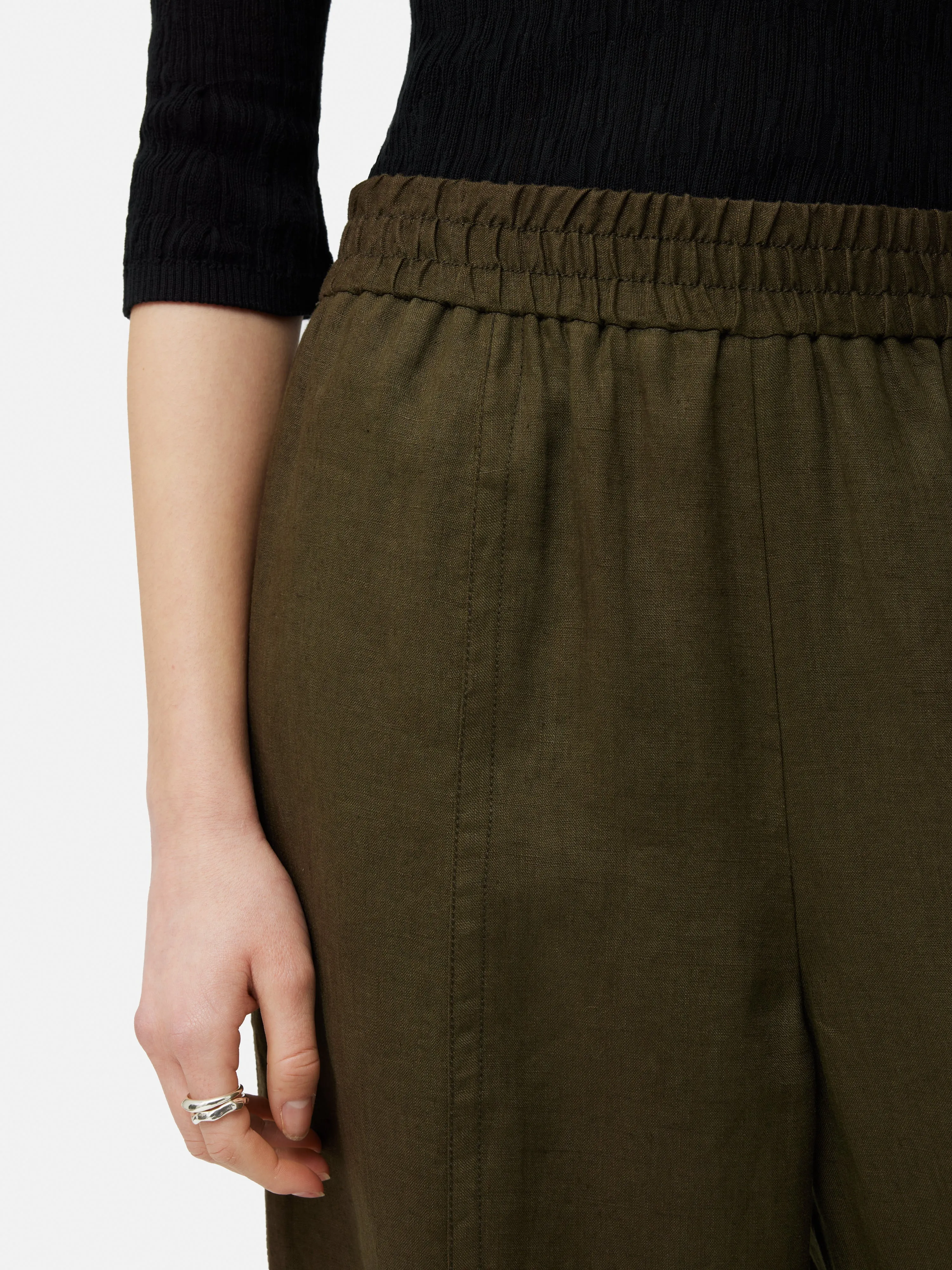 Linen Wide Leg Trouser | Green sold by Jigsaw product image thumbnail 2